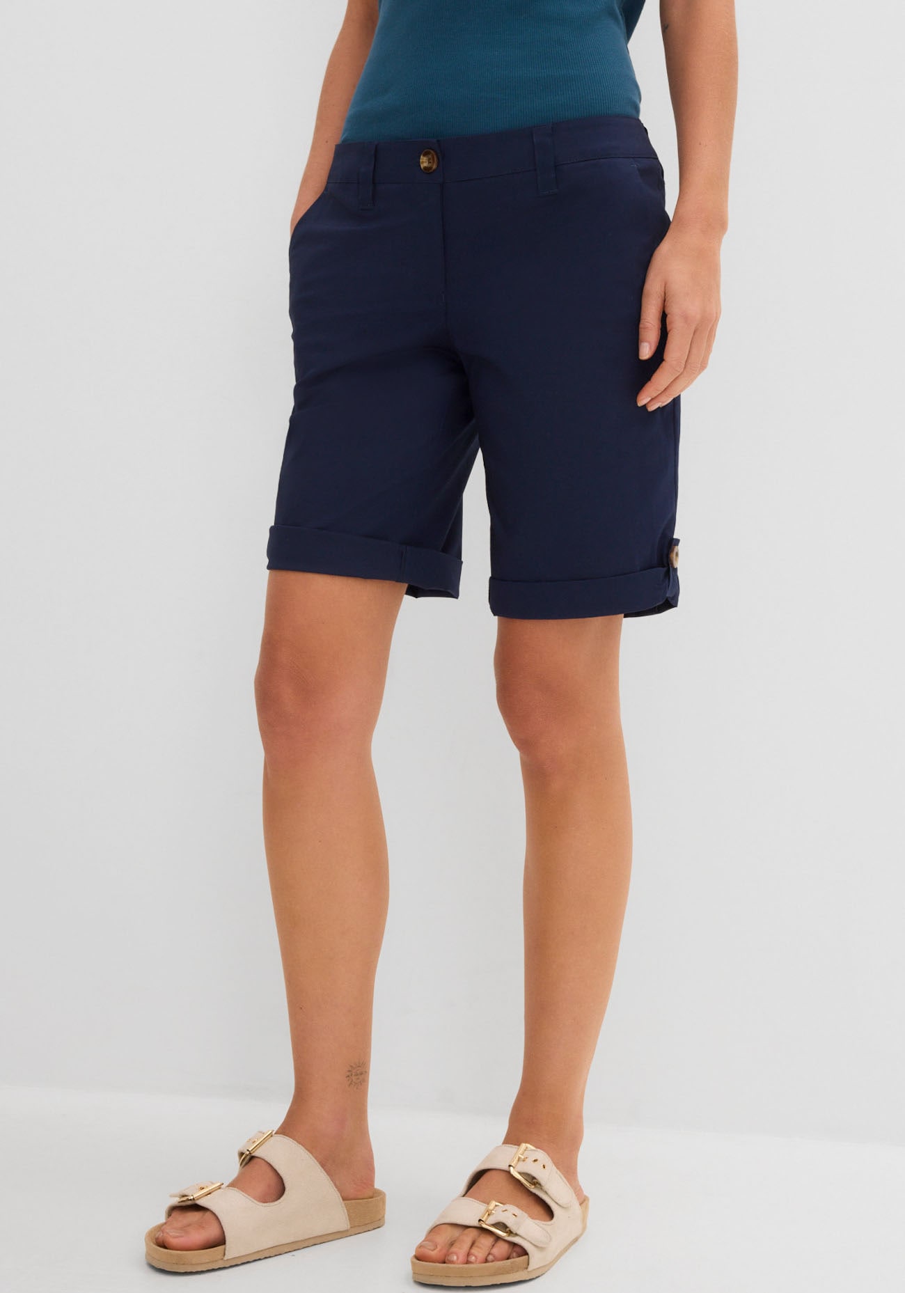 bonprix Bermudas "Stretch Bermuda" mit krempelbaren Beinen, Regular Fit