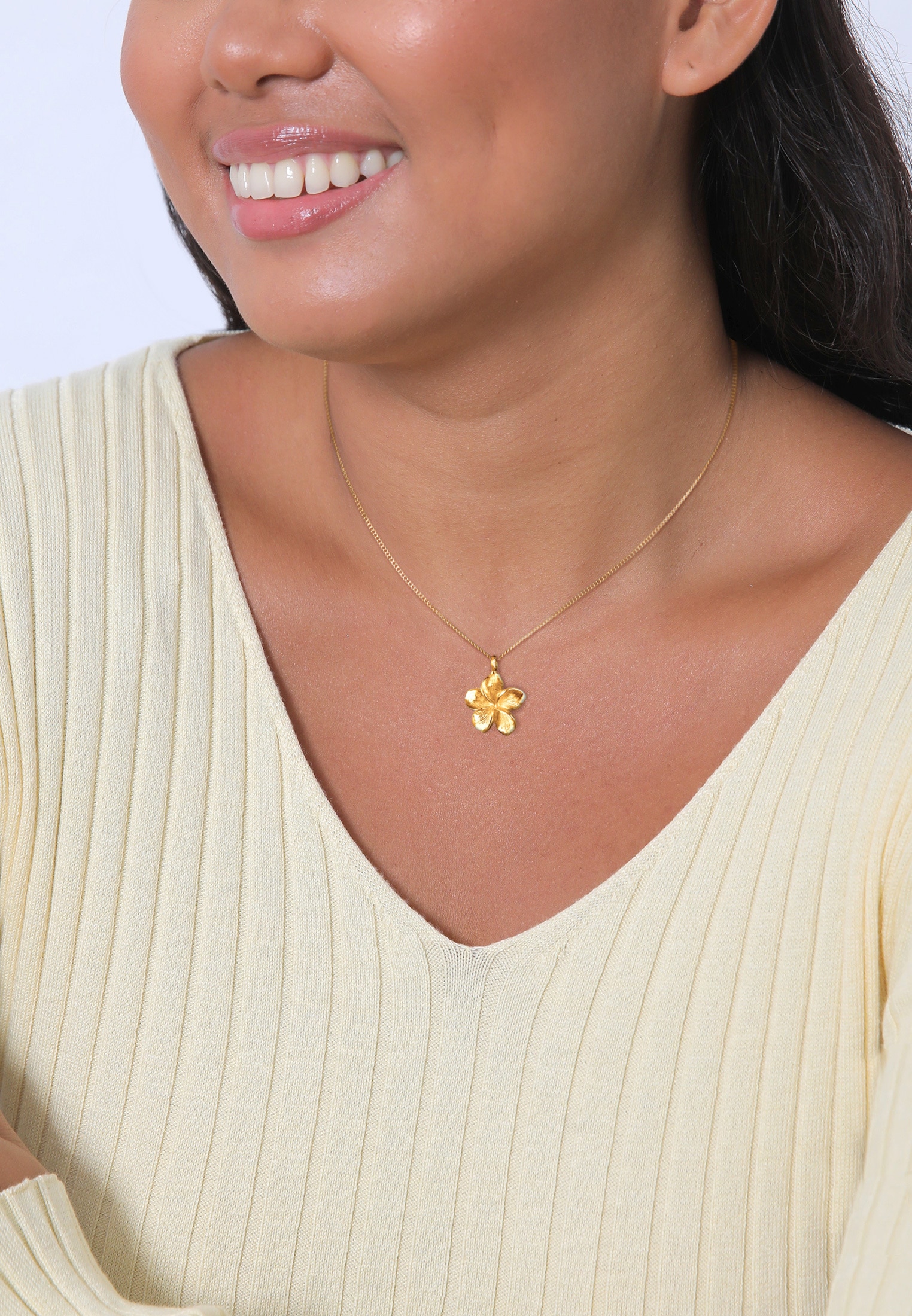 Elli Kette mit Anhänger »Halskette Frangipani Blüte 925 Silber«