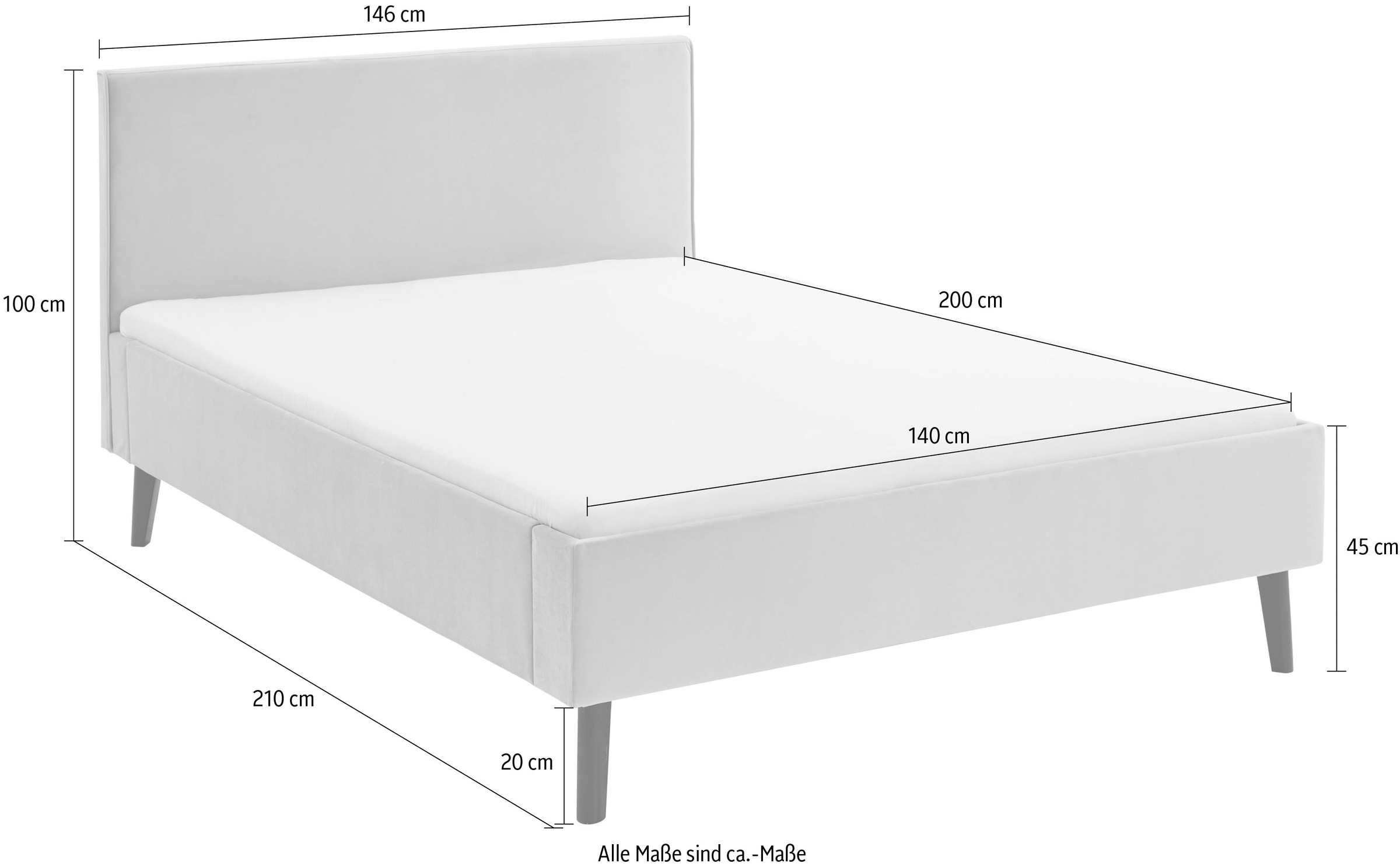meise.möbel Polsterbett »Leira«, erhältlich in den Größen 140 & 180cm