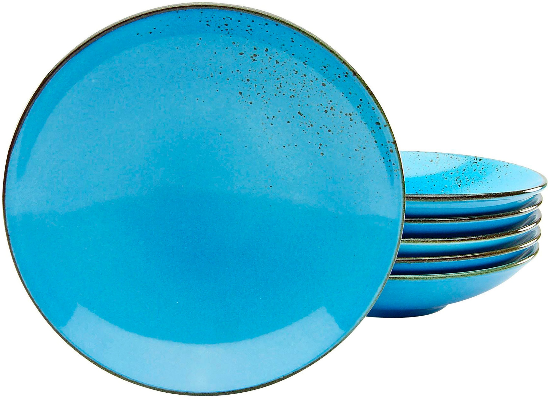 CreaTable Suppenteller "Essteller NATURE COLLECTION" Teller Set für 6 Personen, Ø 22 cm, Steinzeug, tiefe Teller
