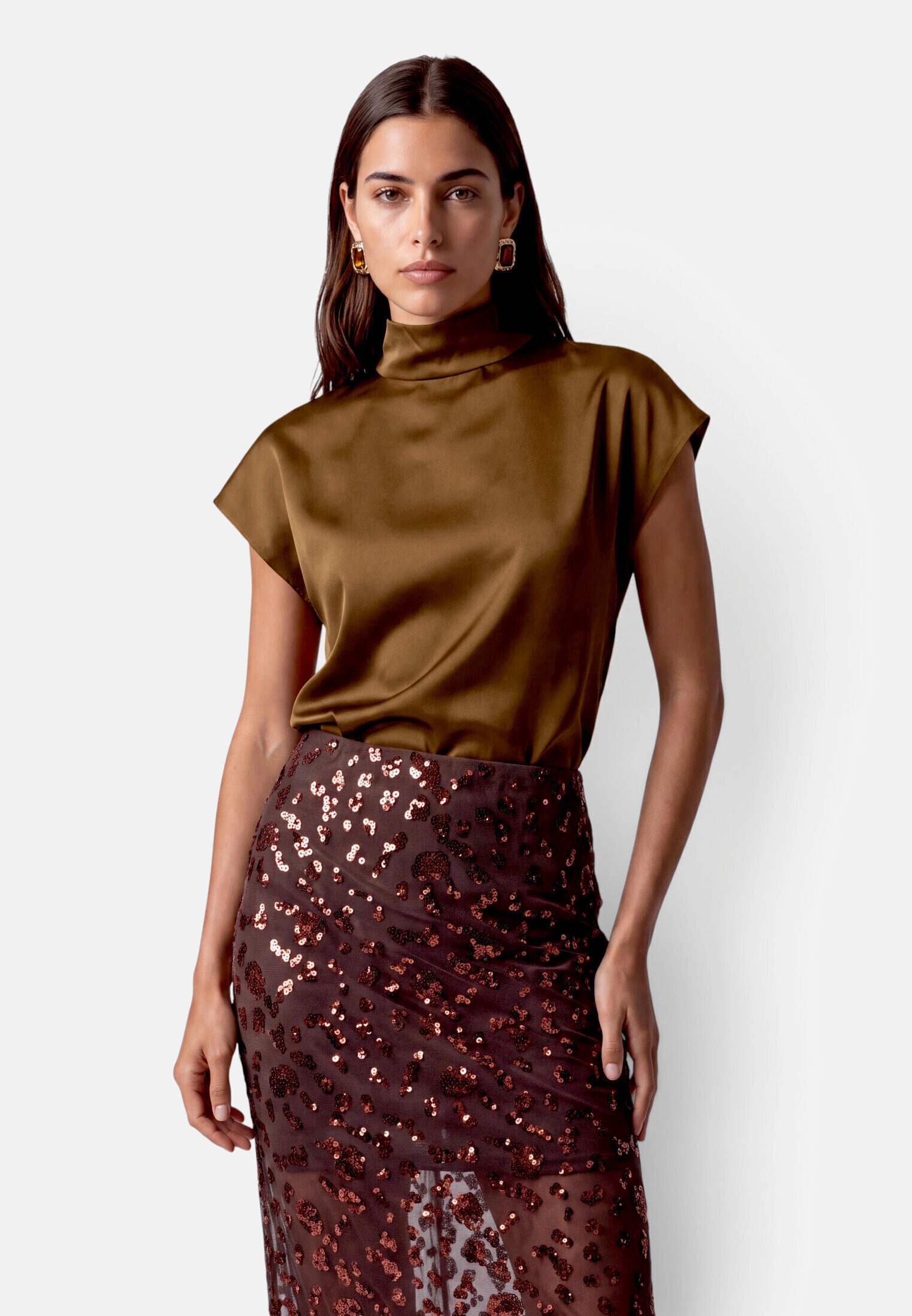Zero Satinbluse »Damen mit Kragen«