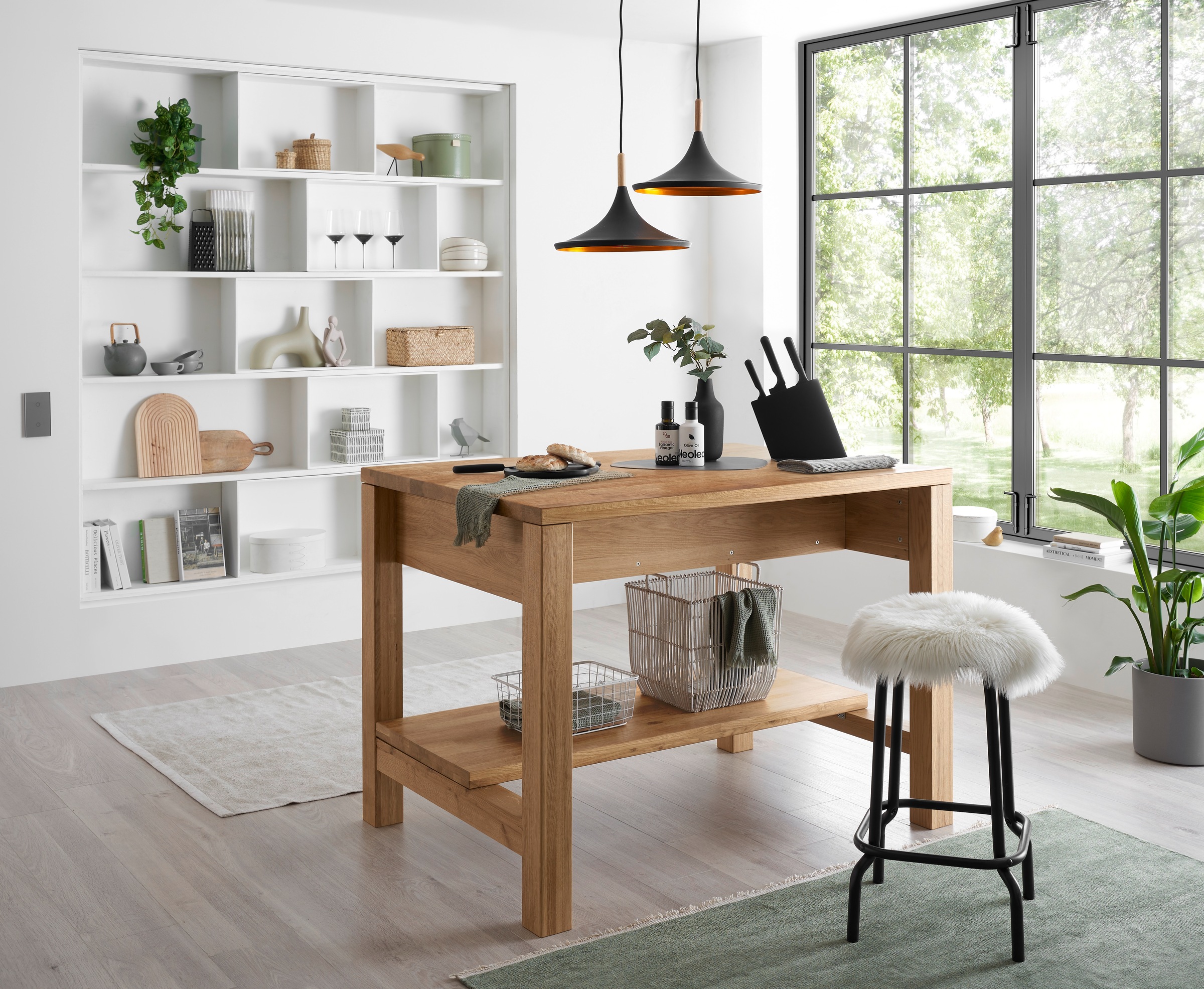 BASIC by Balculina Kücheninsel »Ponza, Kücheninsel BxHxT 122x91x90 cm«, Breite 122cm, Massivholz, Softclose und Vollauszug