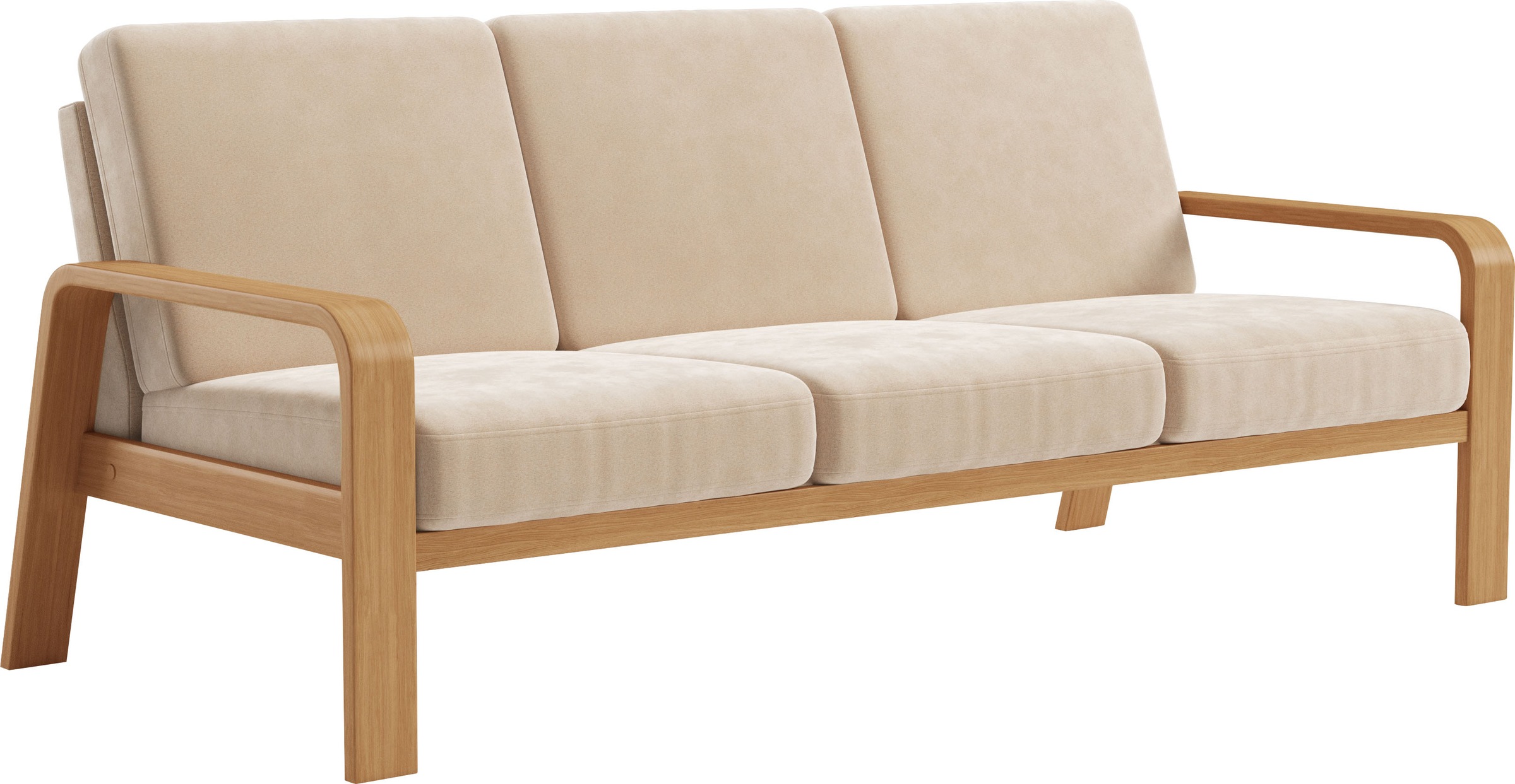 sit&more 3-Sitzer »Kolding«, Armlehnen aus eichefarbigem Buchenholz, verschiedene Bezüge und Farben