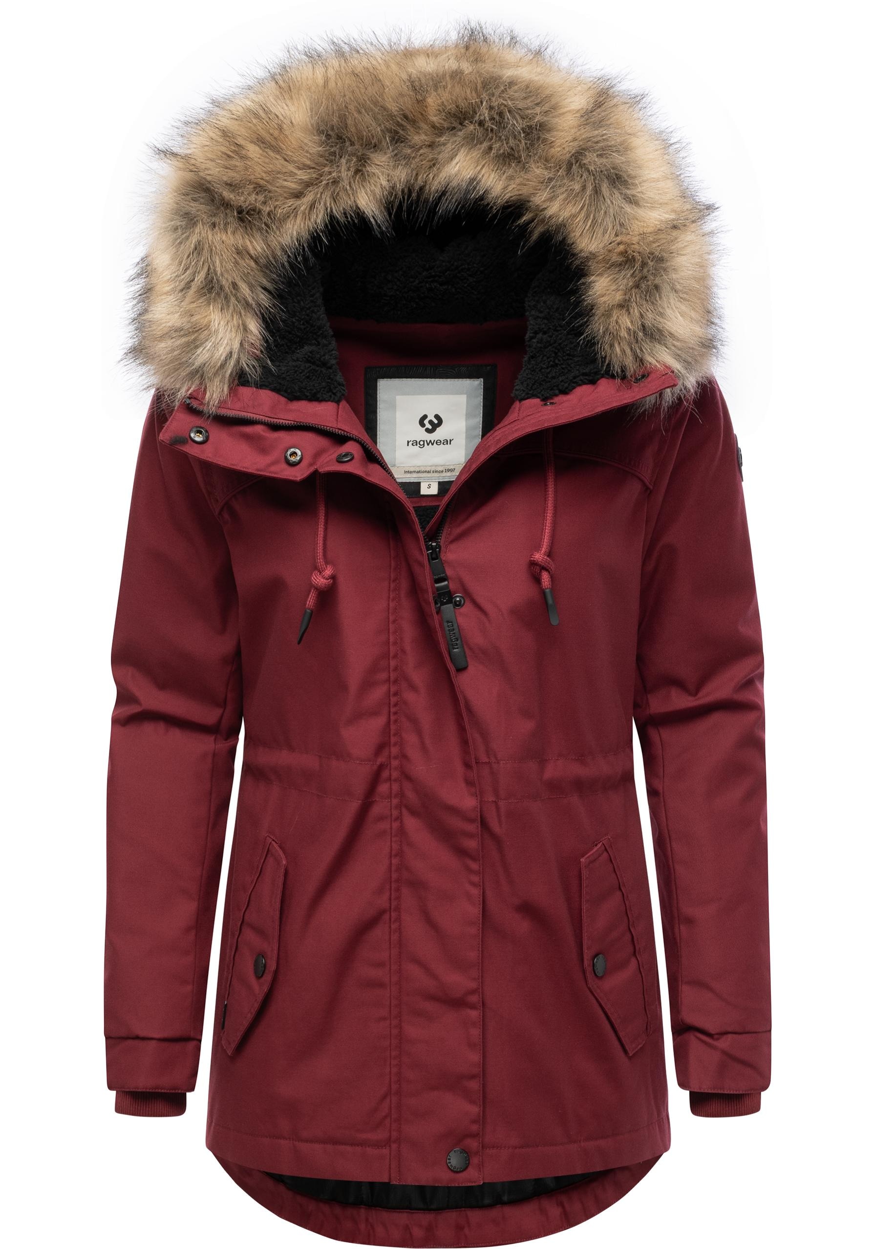 Ragwear Winterjacke »Tawny Short YOUMODO« mit Kapuze Warme Jacke mit großer Kapuze und Kunstfellkragen