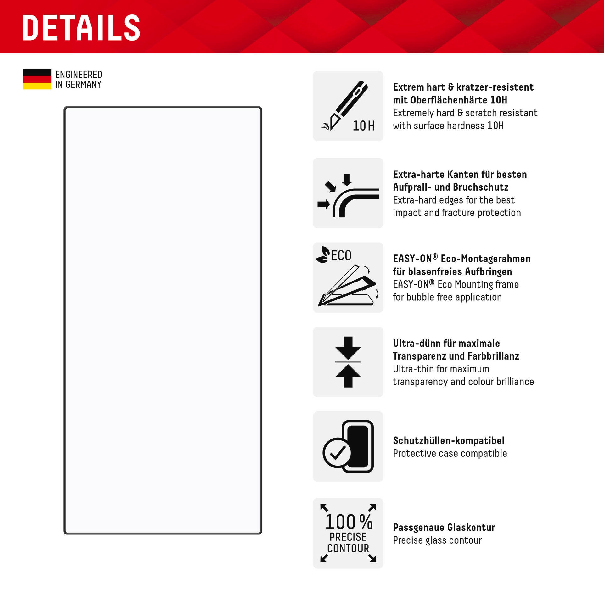 Displex Displayschutzglas »Real Glass + Case«, für Samsung Galaxy S24 Ultra, Displayschutzfolie Displayschutz Rundumschutz 360 Grad splitterfest