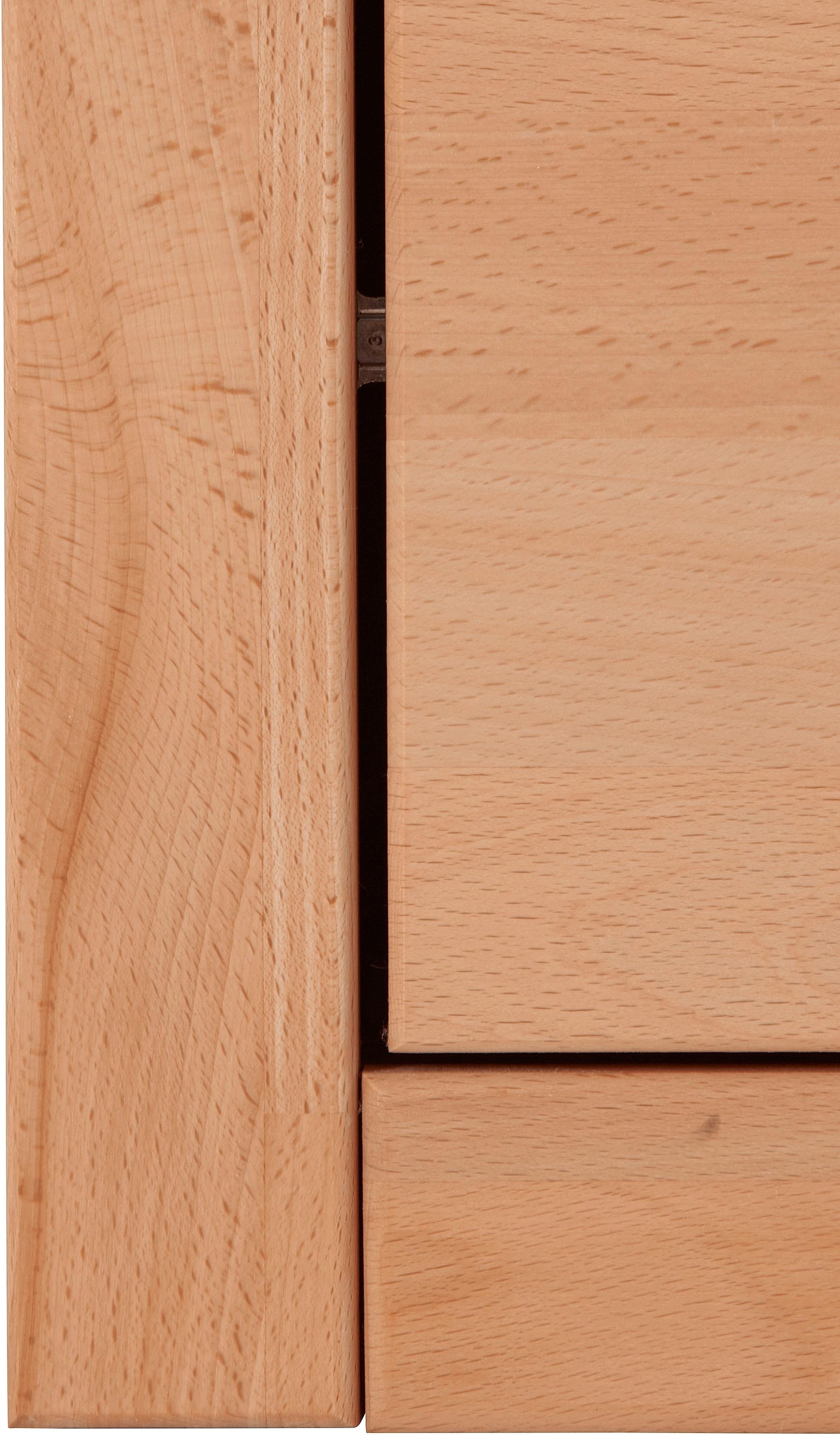 Home affaire Wohnwand »Ribe,Fronten Massivholz,Korpus Holzwekstoff,viel Stauraum«, (Set, 5 St.), Glaseinsatz aus gehärtetem Glas,Böden teilweise versetzbar