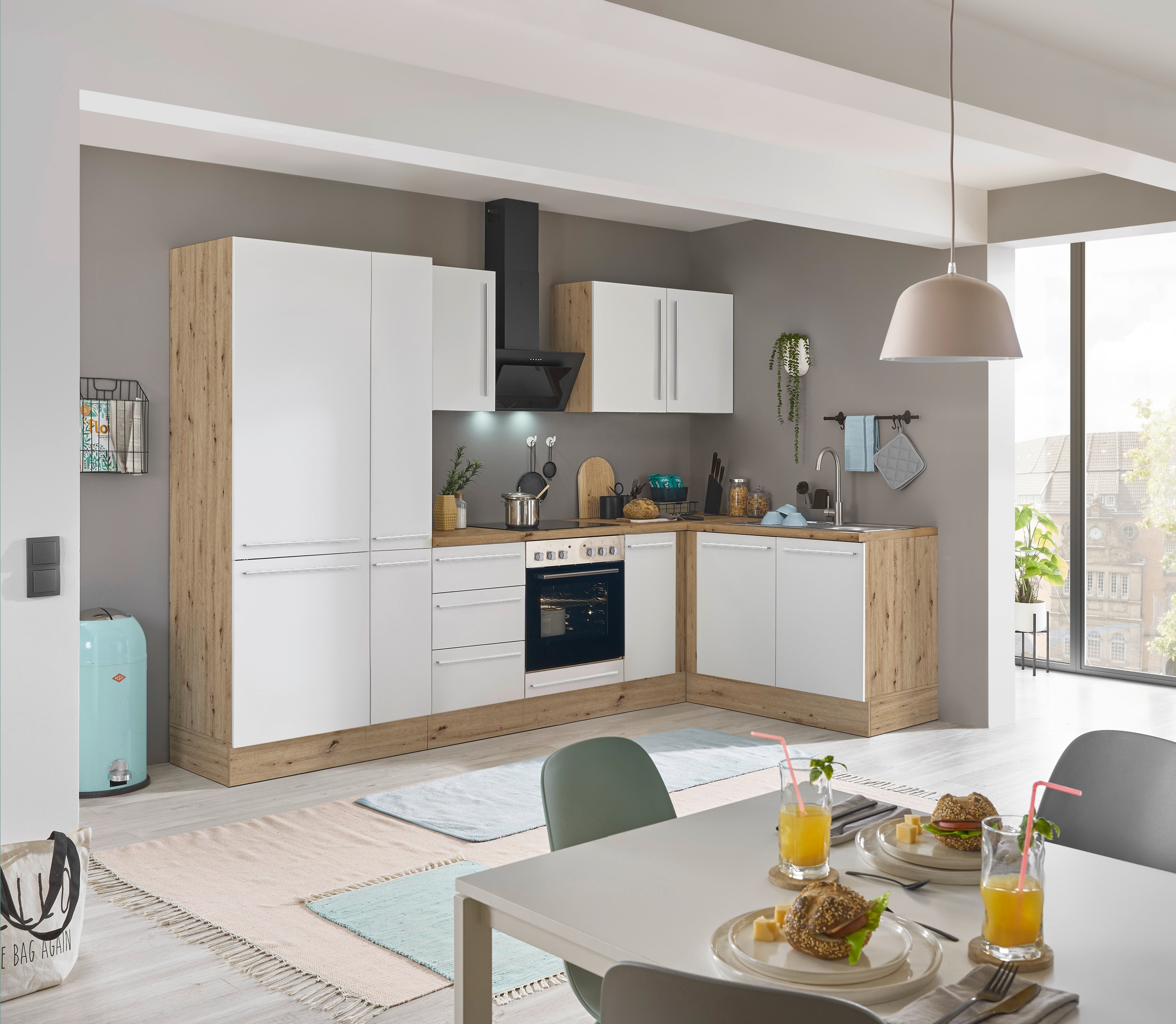 KOCHSTATION Winkelküche »Florida, Stellbreite 300x165 cm«, wahlweise mit E-Geräten, mit Softclose für Türen und Schubkästen