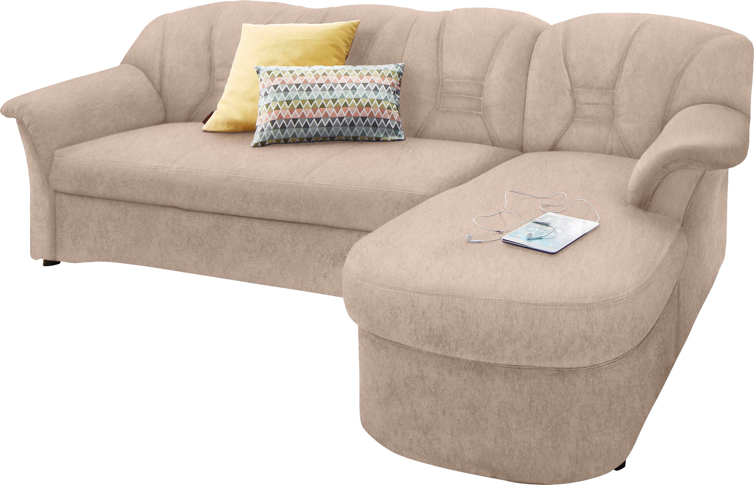 DOMO collection Ecksofa "Elva, zeitlose Formensprache, elegante Rückenstepp günstig online kaufen