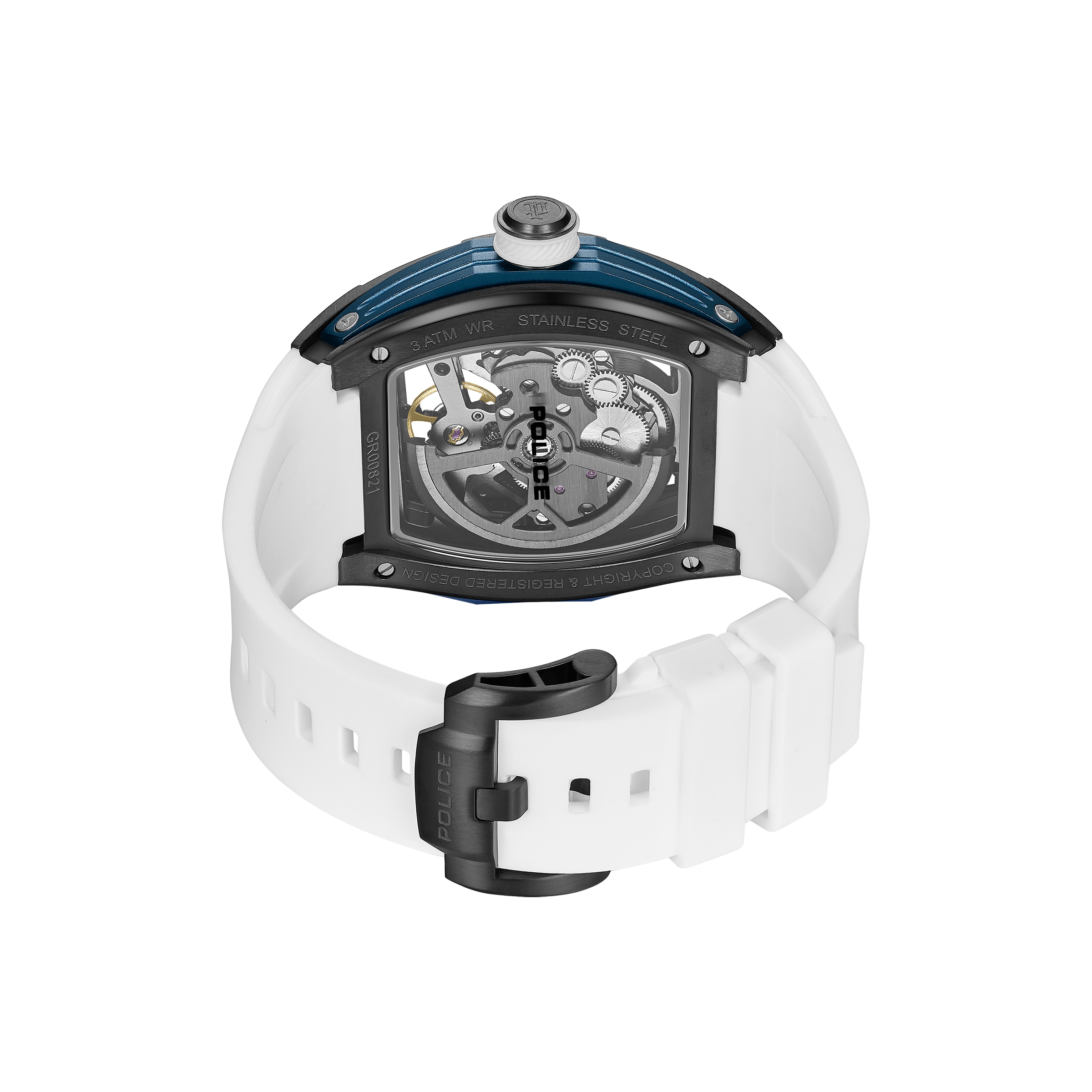 Police Automatikuhr »Tampa« Armbanduhr, Herrenuhr, Mechanische Uhr, Silikonarmband, analog