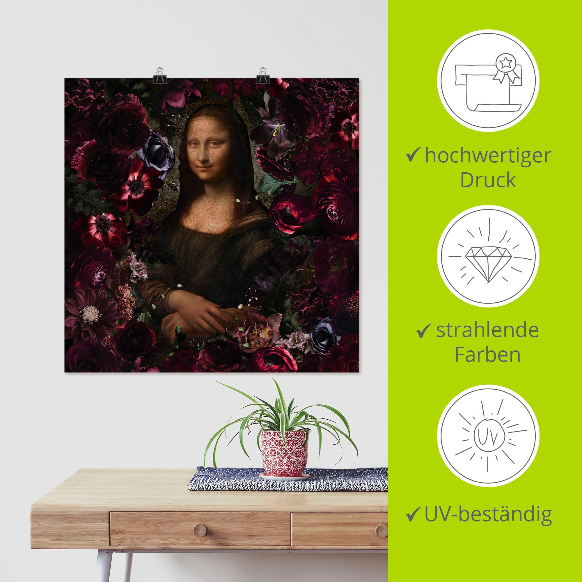 ARTLAND Mona Lisa Da Vinci Adaption Poster Schwarz 100cm 2