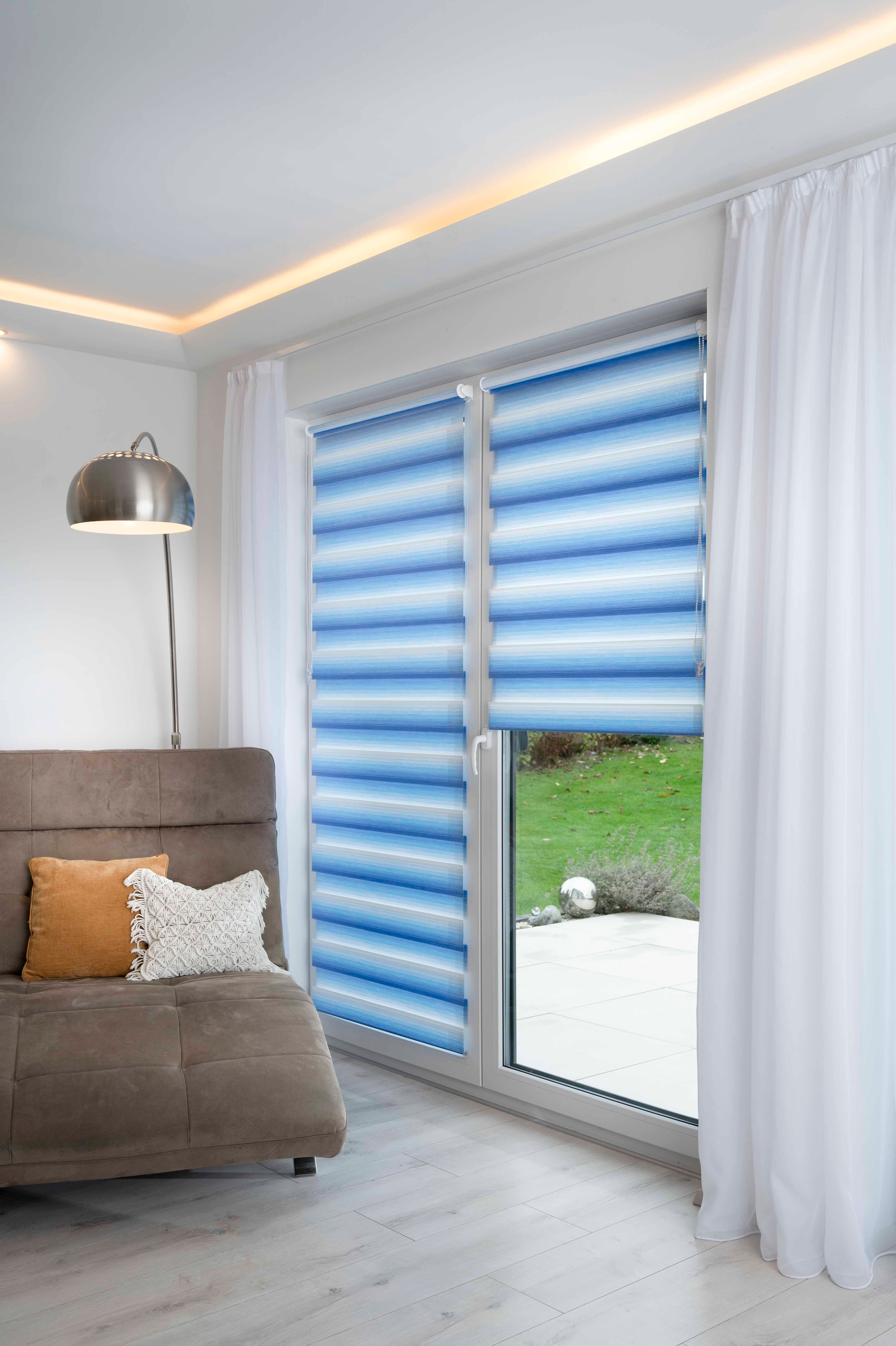 K-HOME Doppelrollo »Doppelrollo mit schönen Farbverlauf« Lichtschutz ohne Bohren freihängend