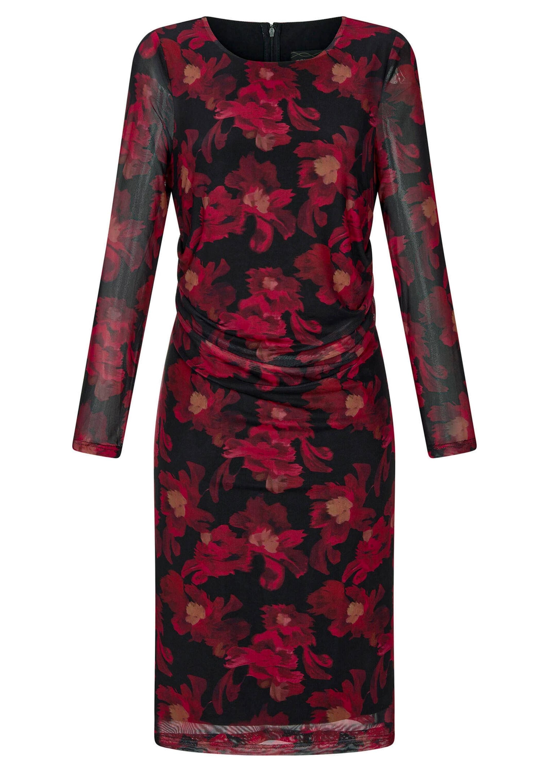 GOLDNER Abendkleid "Kurzgröße Printkleid mit Blumenmuster" Geschickte Raffung