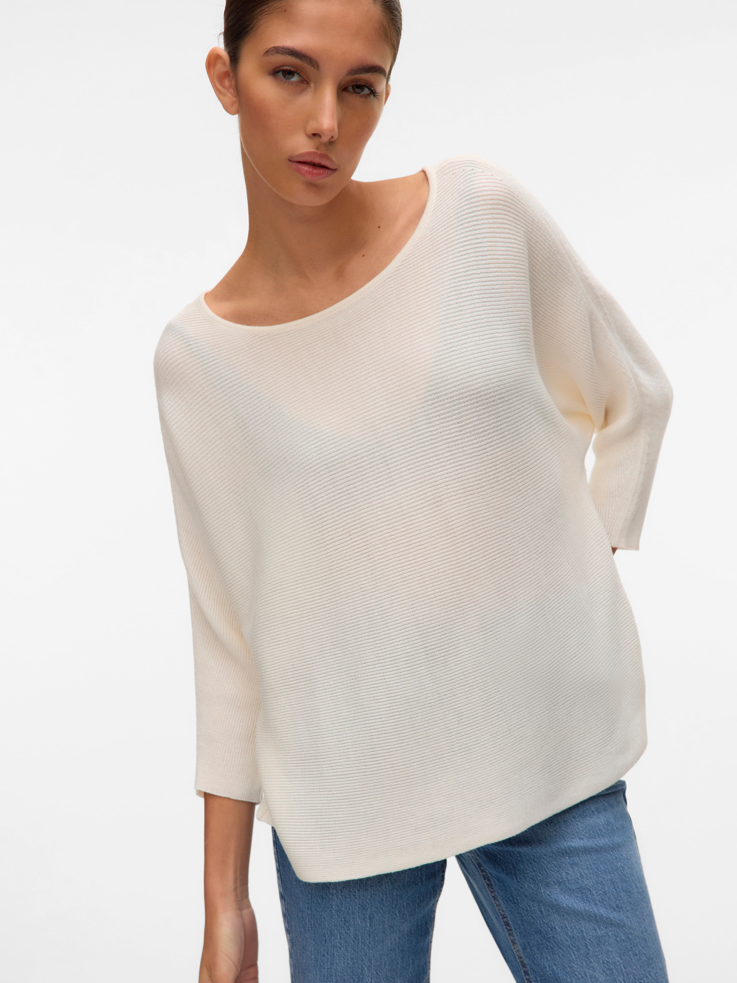 Vero Moda 3/4 Arm-Pullover "VMNORA 3/4 BOATNECK BLOUSE NOOS", mit Fledermau günstig online kaufen