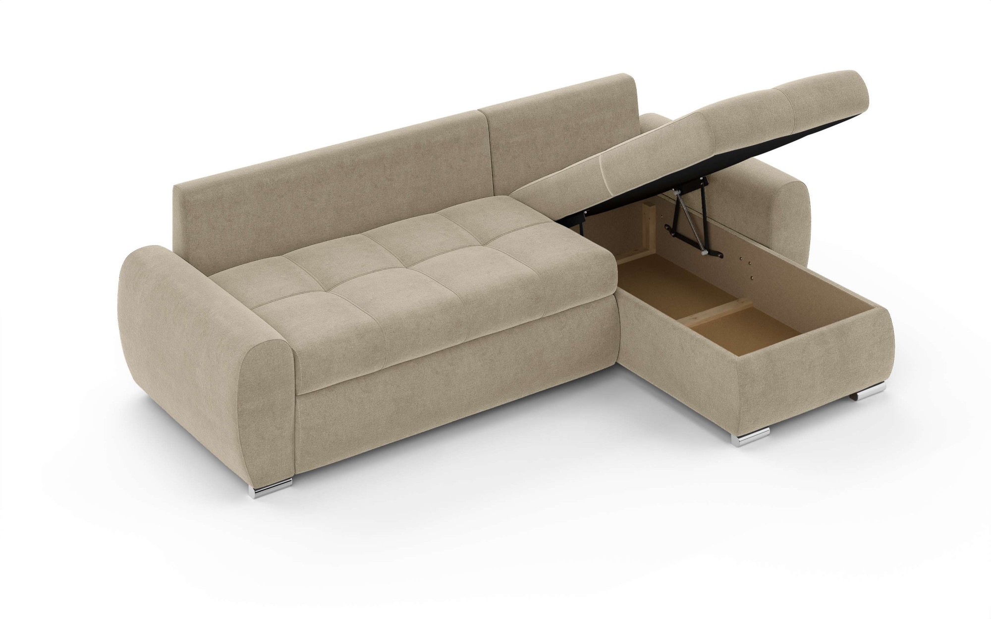 INOSIGN Ecksofa »HAVERHILL Schlafsofa mit Bettkasten, Maße B/H/T: 237/89/166 cm«, L-Form mit Recamiere links oder rechts bestellbar, Wellenunterfederung