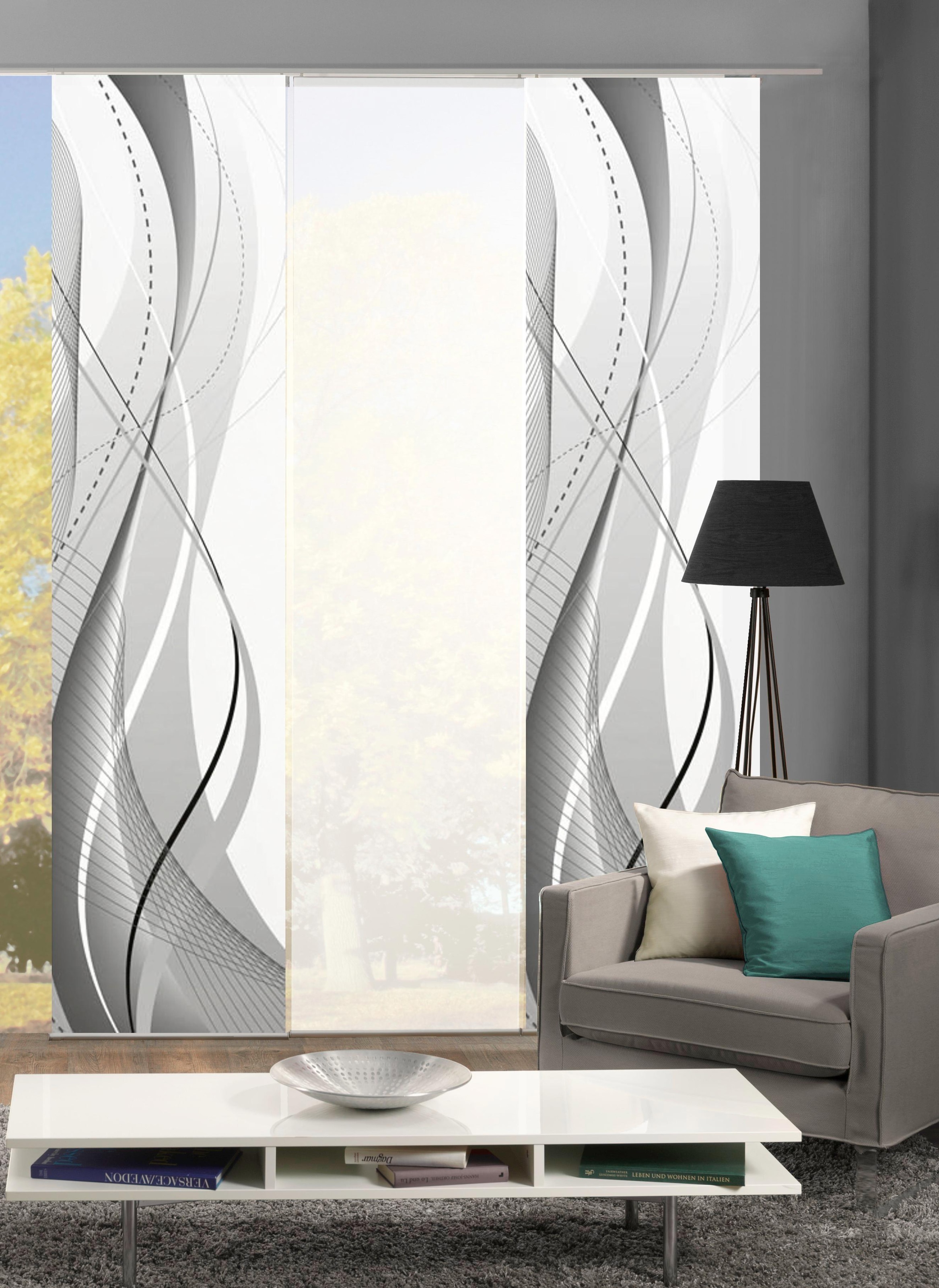 HOME WOHNIDEEN Schiebegardine "WUXi" Klettband 3 Stk. tlg. HxB: 245x60, ink günstig online kaufen