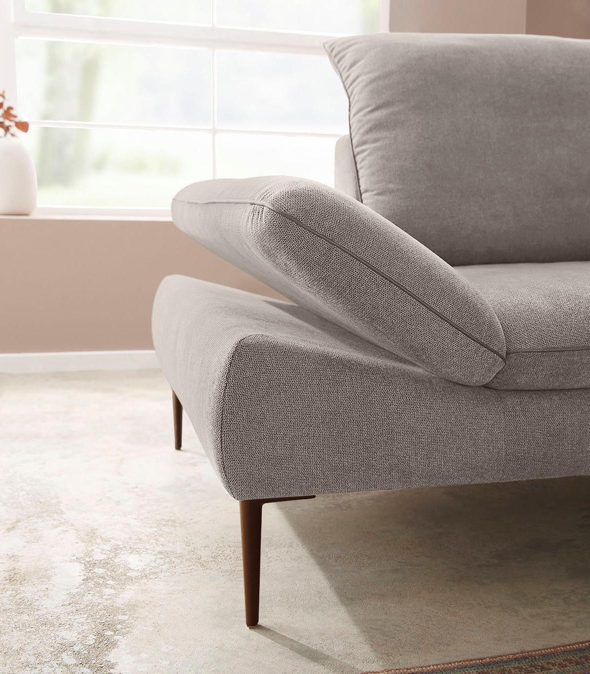 W.SCHILLIG Ecksofa »enjoy&MORE, Designsofa, elegant und bequem, L-Form«, Sitztiefenverstellung, Füße bronze pulverbeschichtet, Breite 294 cm