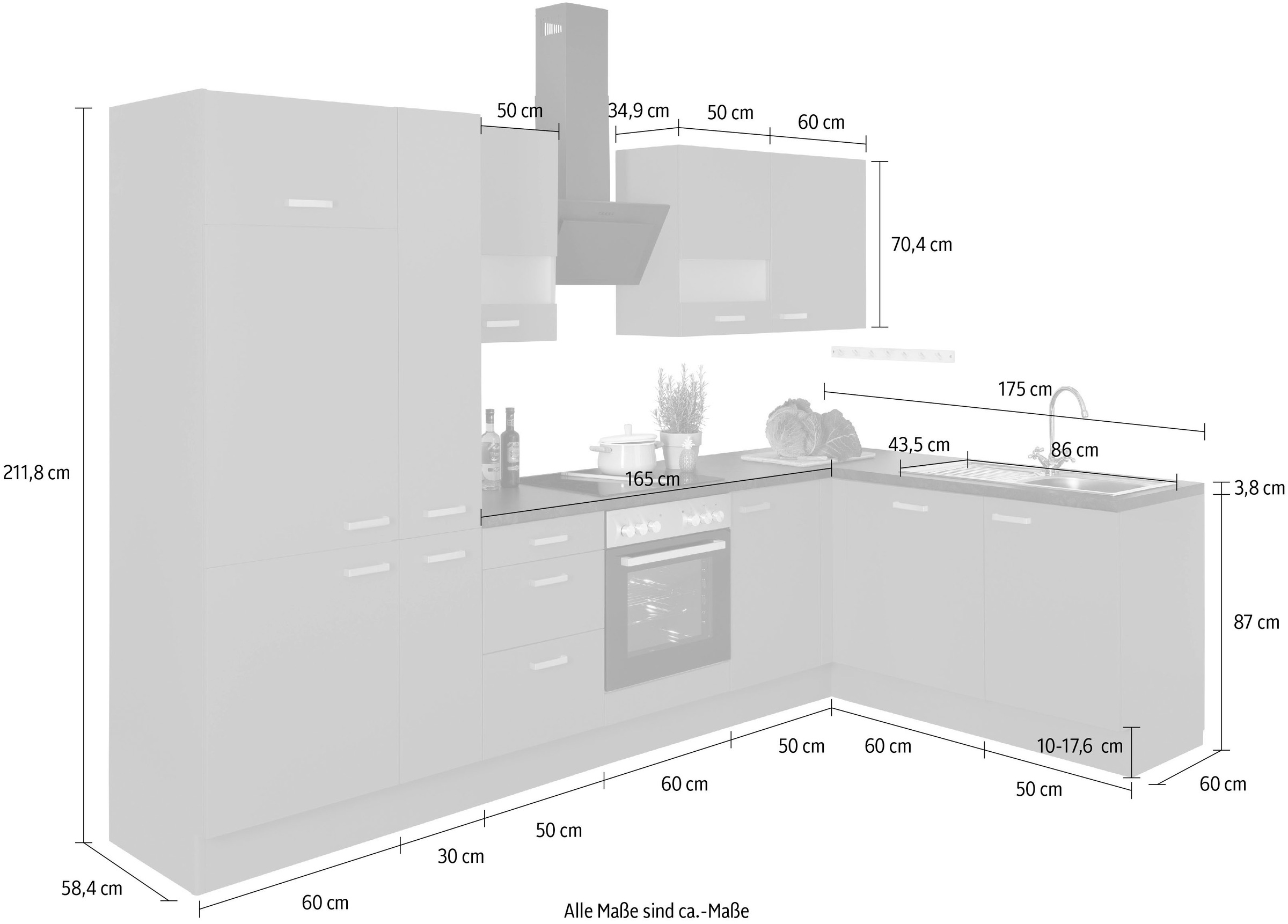 OPTIFIT Winkelküche »Parma«, mit E-Geräten, Stellbreite 315 x 175 cm