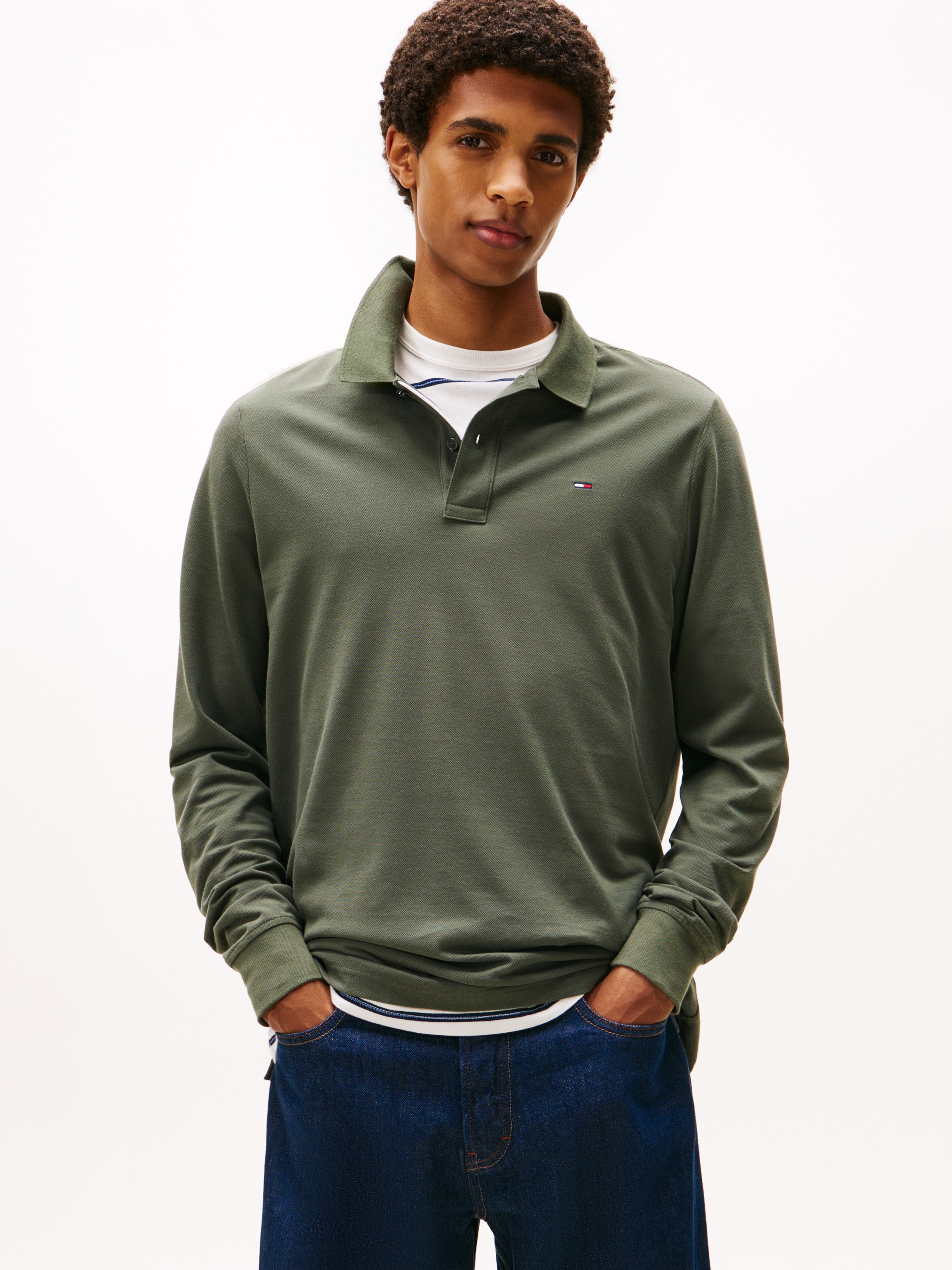 Tommy Jeans Poloshirt "TJM SLIM PLACKET POLO LS EXT", mit Logostickerei günstig online kaufen