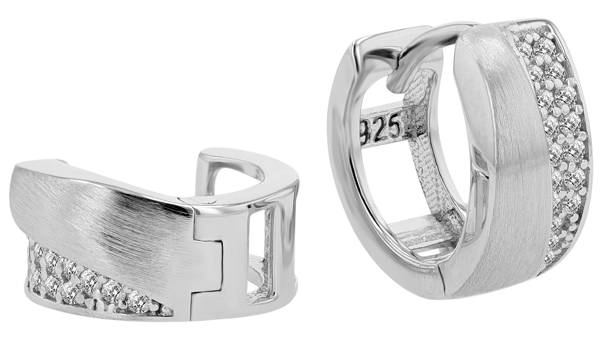 Adelia´s Klappcreolen "Ohrringe – Klappcreole aus 925 Silber mit Zirkonia" Geschenkidee: zeitlos und vielseitig