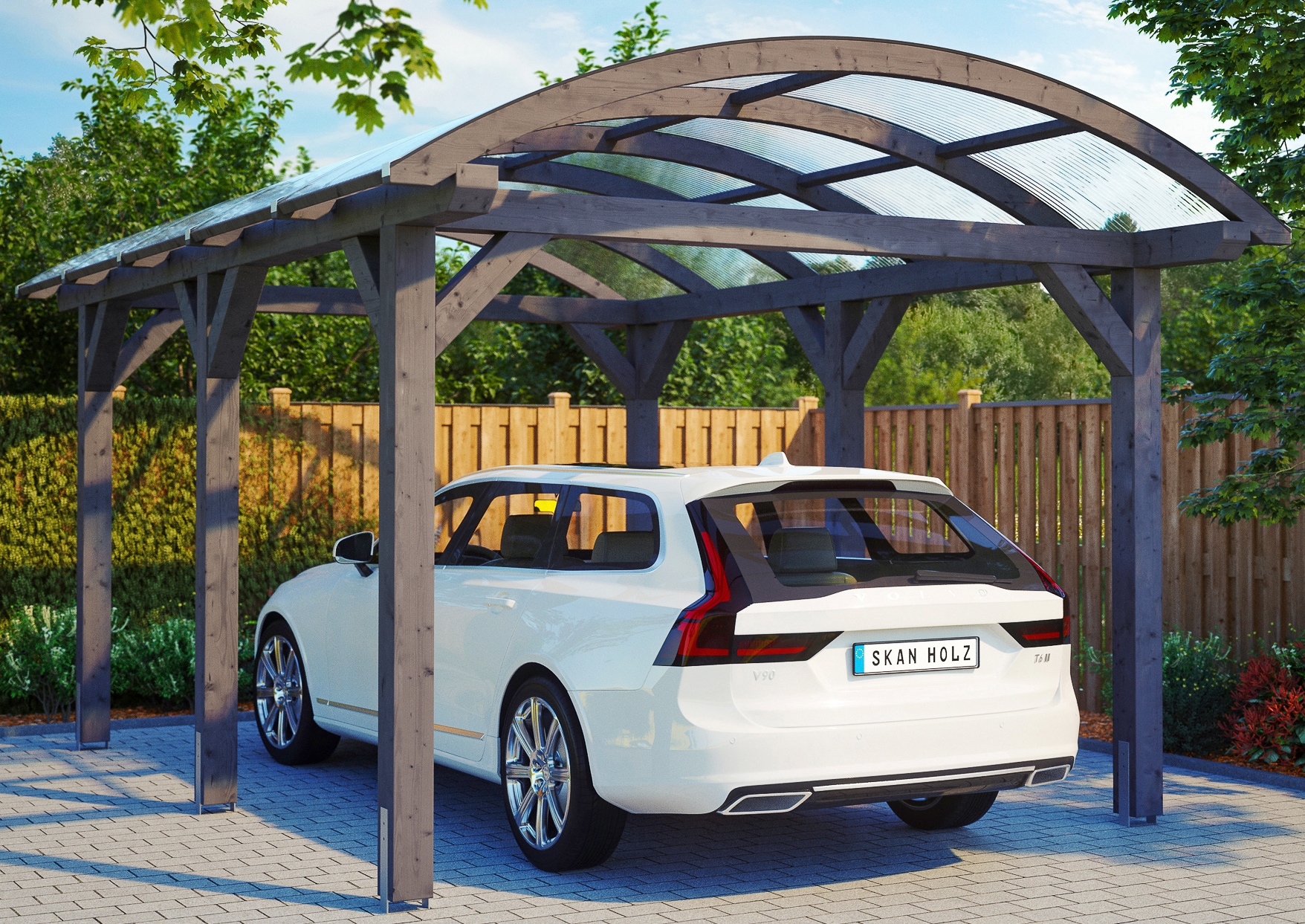 Skanholz Einzelcarport "Franken", Leimholz-Nordisches Fichtenholz, 300 cm, dunkelgrau