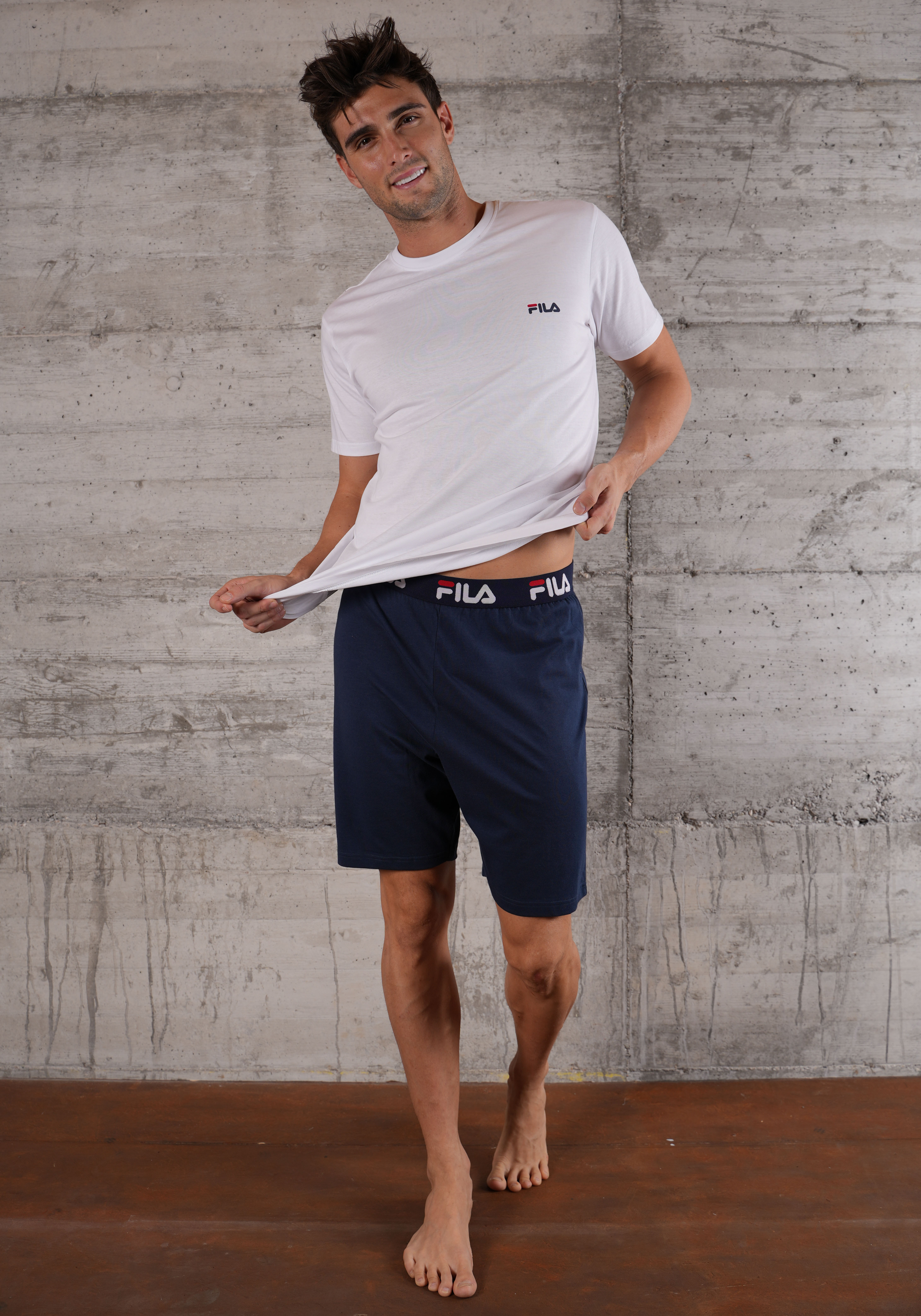 Fila "MAN JERSEY PYJAMAS" 2 tlg. Hose mit elastischem Logobund und Kurzarmshirt