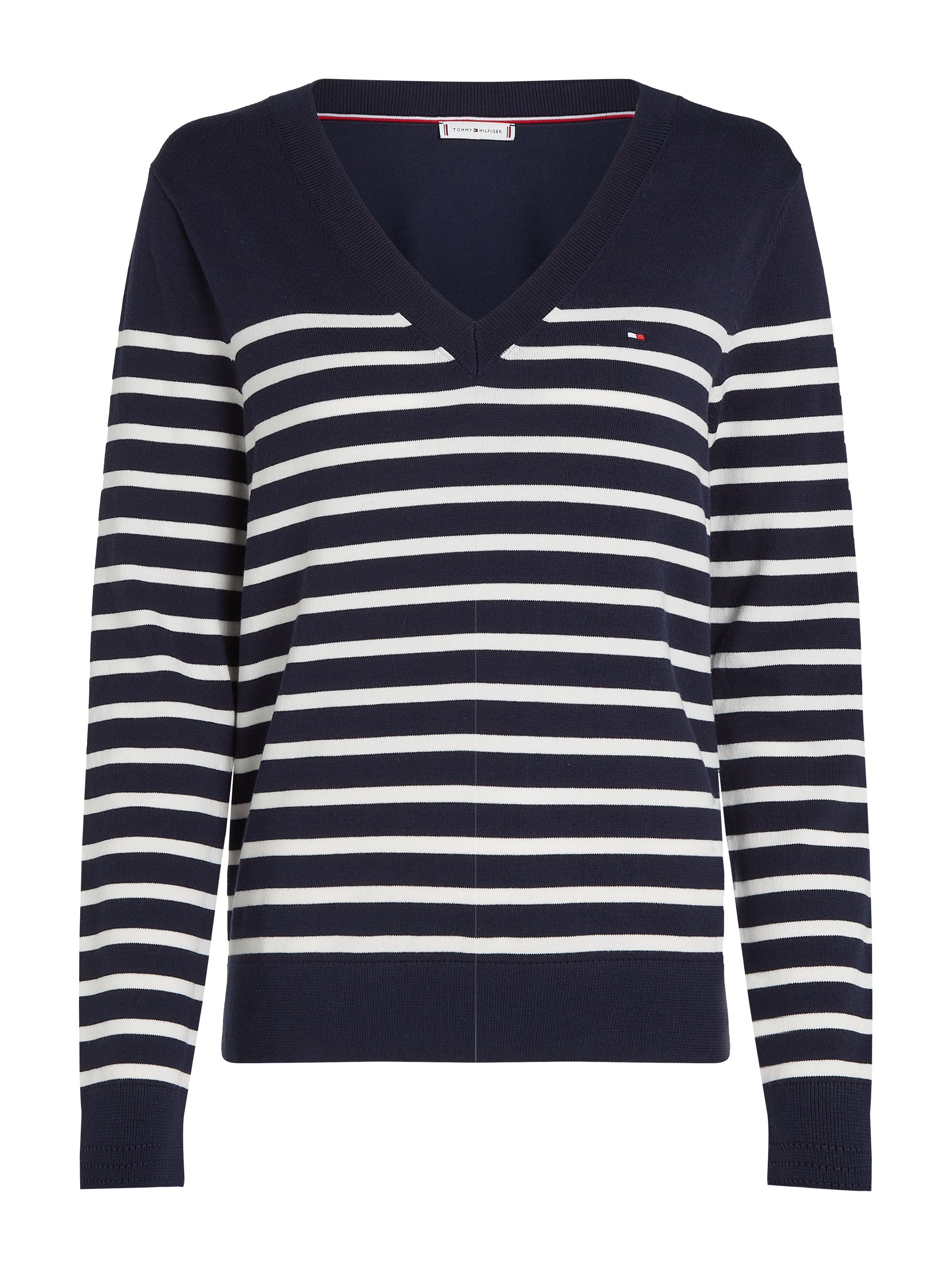 Tommy Hilfiger V-Ausschnitt-Pullover, mit Logo-Stickerei