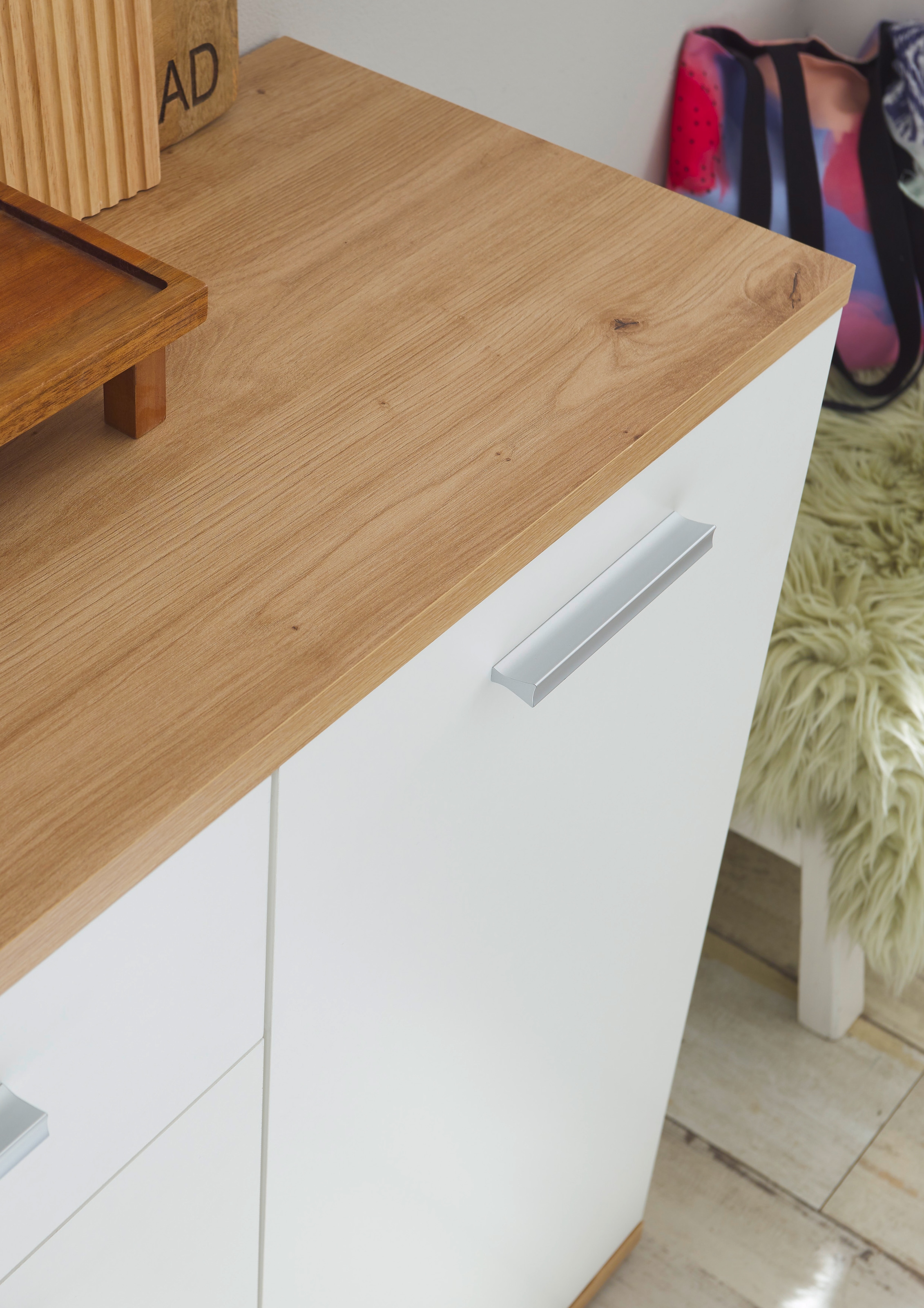 HBZ Kommode »BC1035 weiß matt, BxHxT 180x86x38 cm«, Sideboard mit 3 Türen, 3 Schubkästen, 2 Einlegeböden