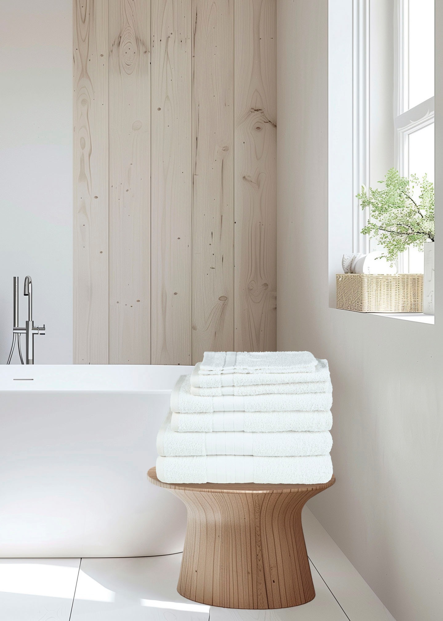 Emotion Handtuch Set »Uni«, (8 St., 2 Badetücher-2 Gästetücher-2 Handtücher-2 Waschlappen), Baumwolle, Walkfrottee, Bordüre, 500 GSM, Einfarbig, ohne Aufhängung