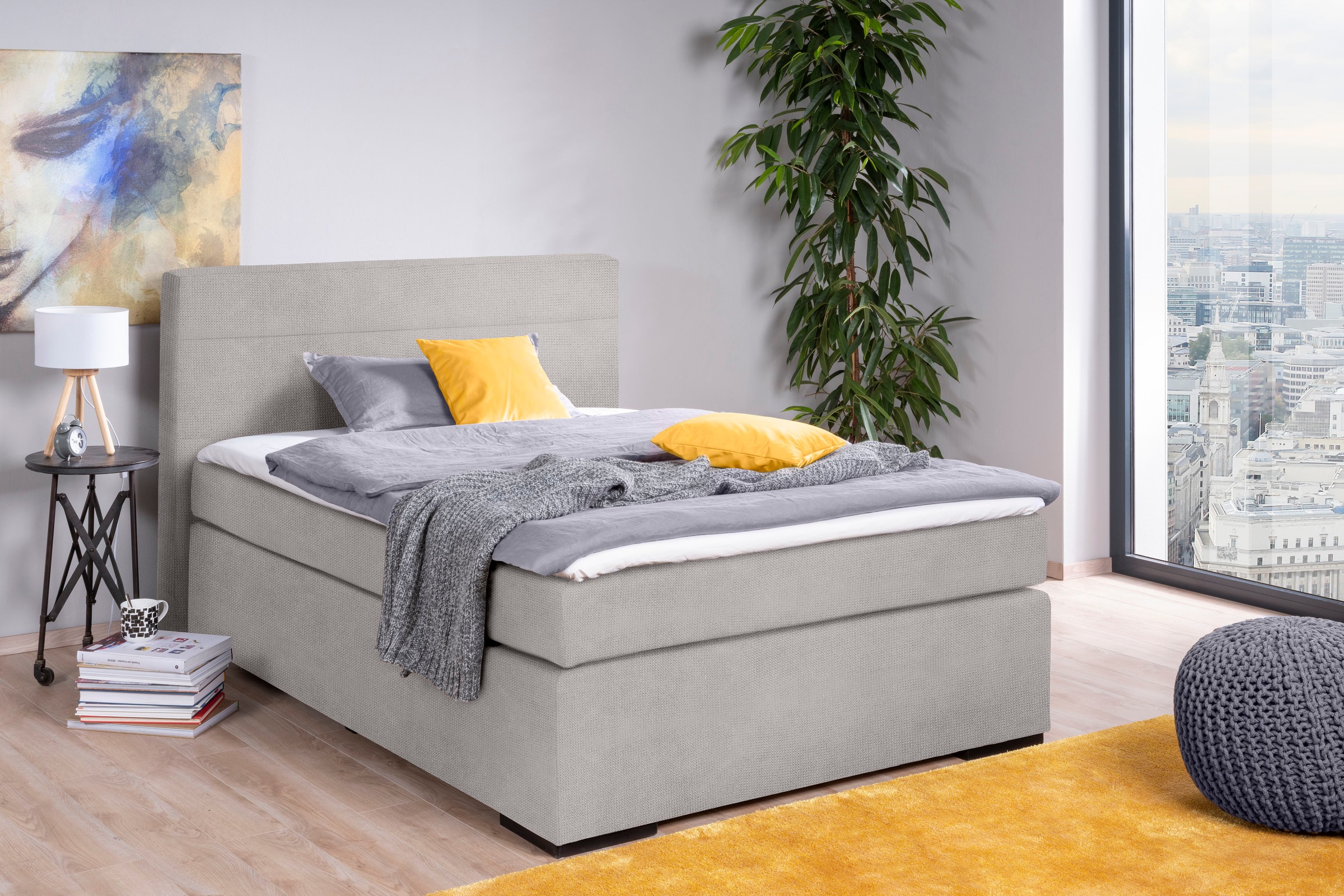 alina Boxspringbett "Nikki" inklusive Matratze und Topper, Füße schwarz günstig online kaufen