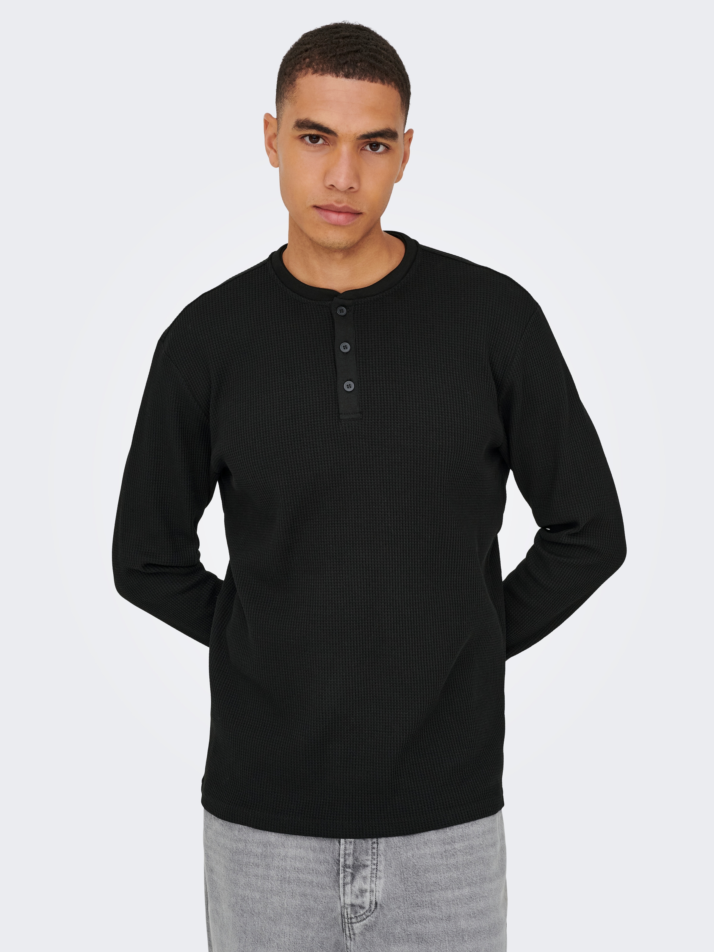 ONLY & SONS Langarmshirt "ONSTOBIE REG LS HENLEY TEE NOOS" Baumwollmischung günstig online kaufen