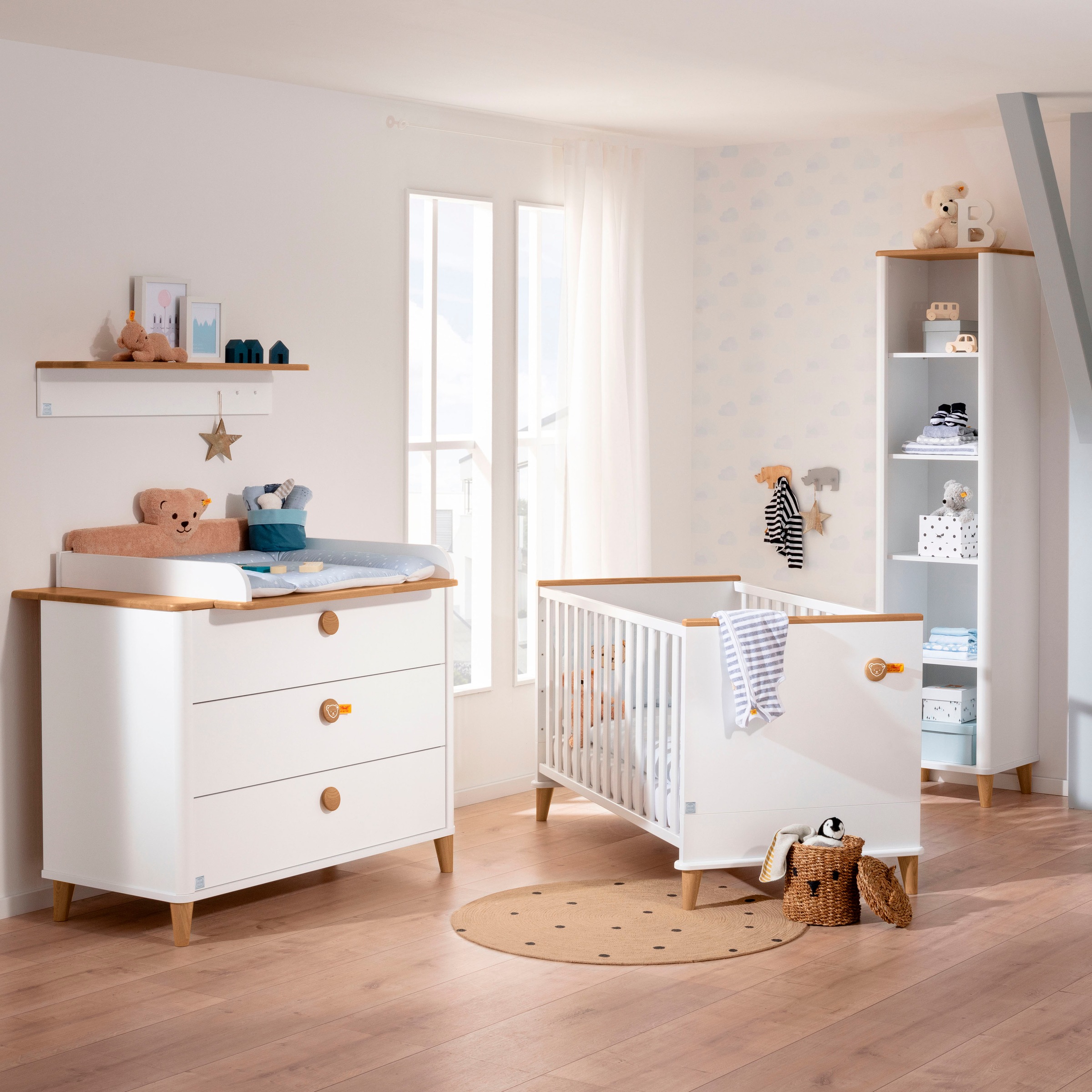 PAIDI Kinderregal "LOTTE & FYNN Steiff by PAIDI, Weiß mit Eiche Massivholz, günstig online kaufen