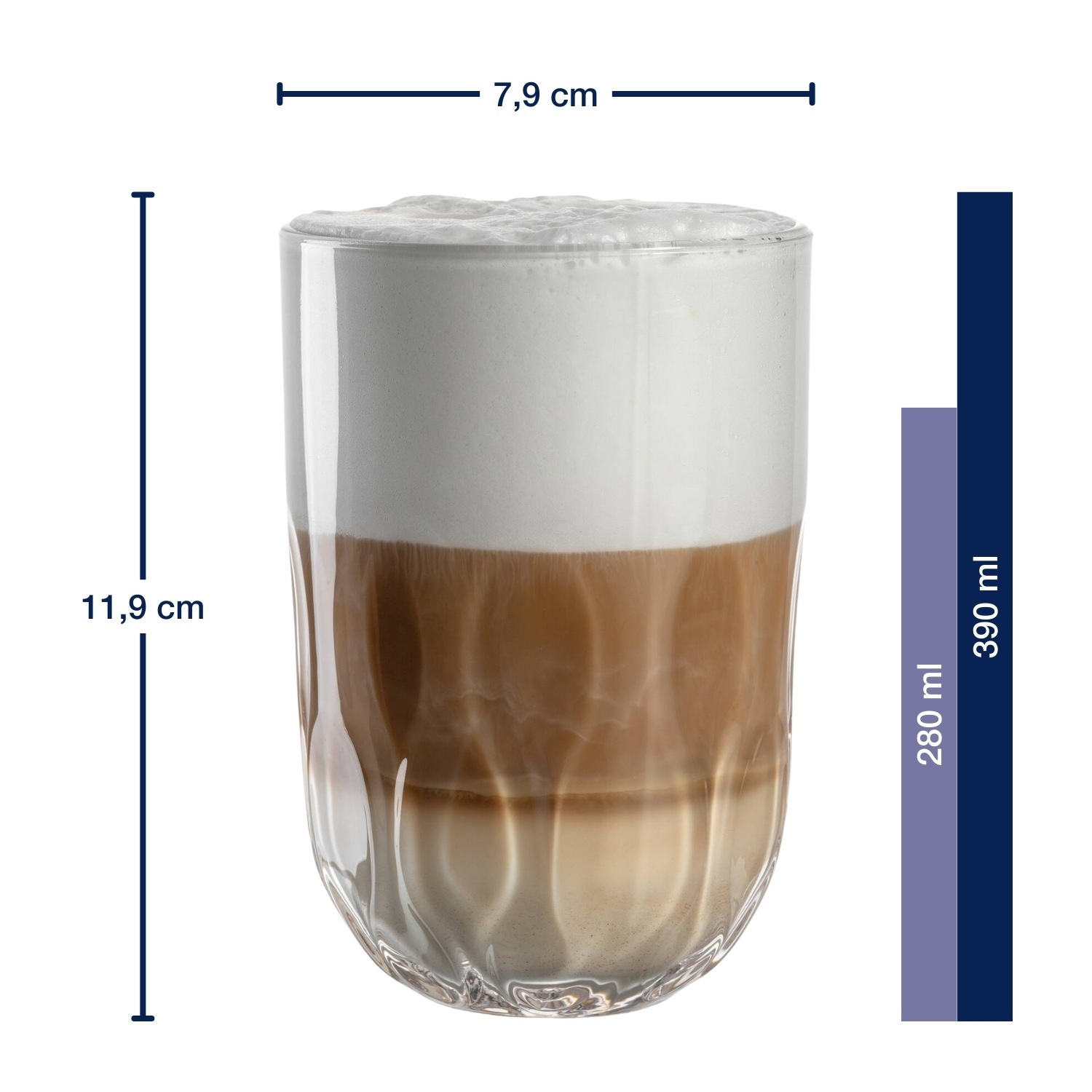 LEONARDO Gläser-Set »Latte Macchiato-Set GOCCE, 380 ml, 6-teilig«, (Set, 6 tlg.), 3 Gläser mit unterschiedlichem Tropfenrelief, inkl. Kork-Untersetzer