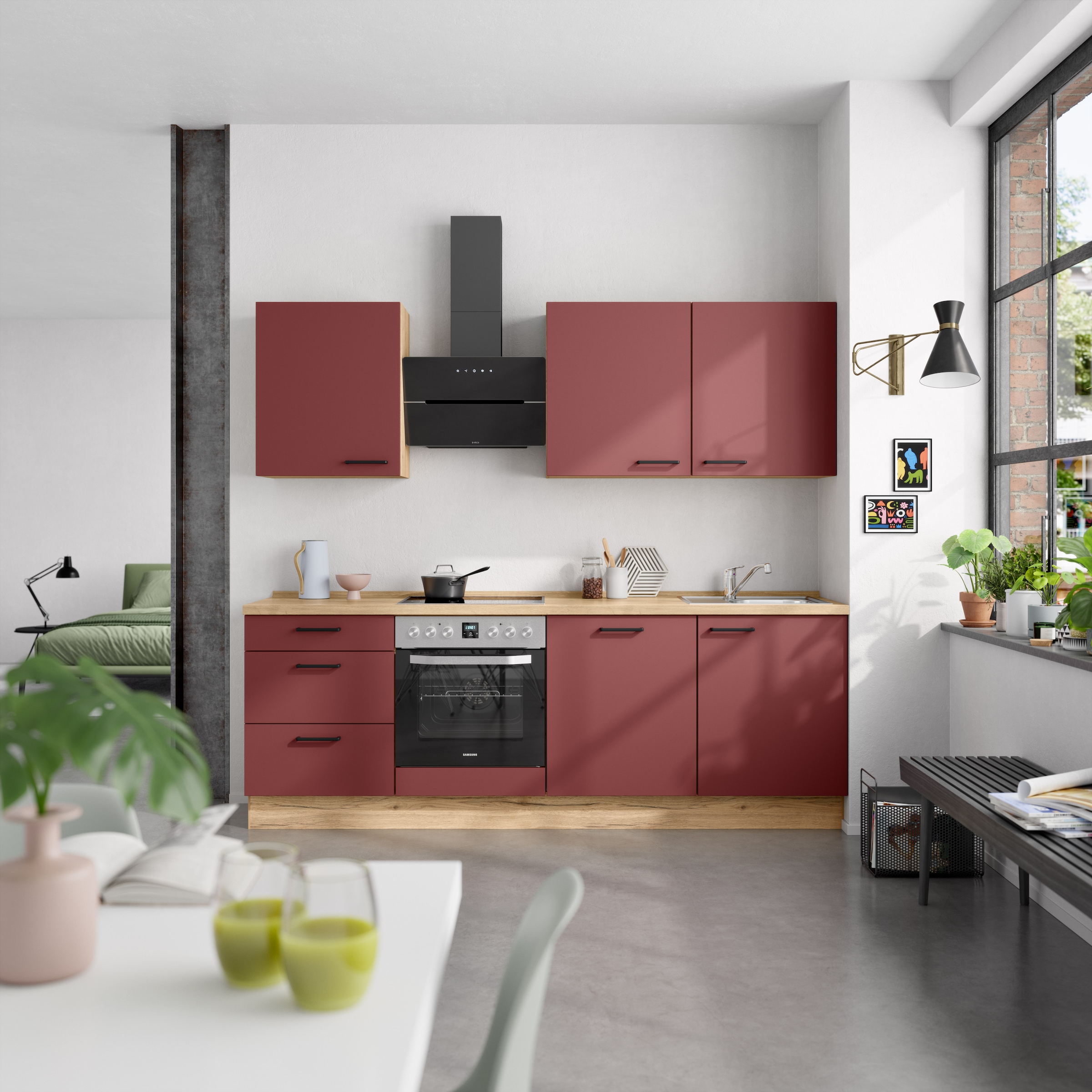 nobilia® Küchenzeile »"Easytouch II"«, vormontiert, Ausrichtung wählbar, Breite 240 cm, wahlw. mit E-Geräten