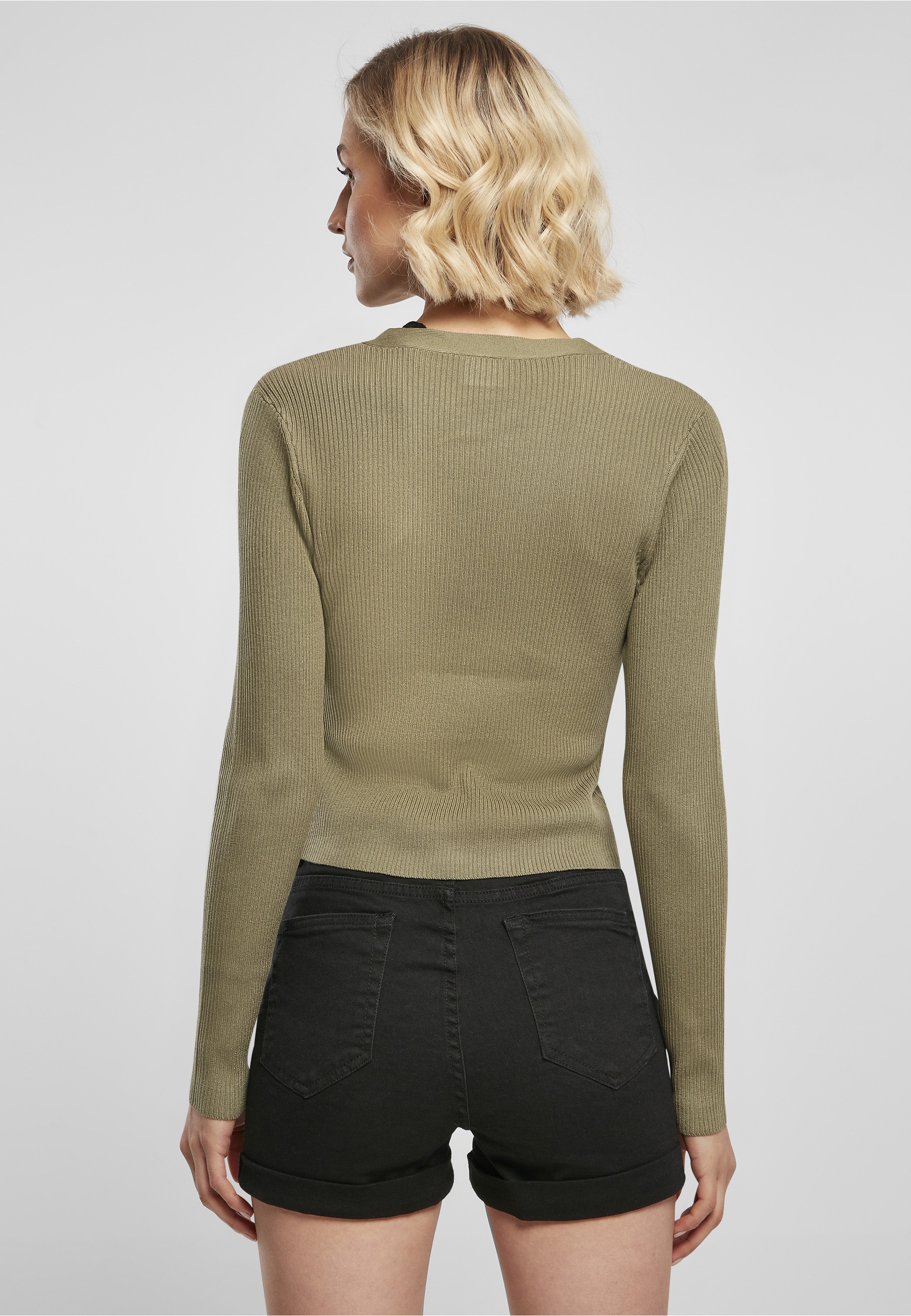 URBAN CLASSICS Cardigan »Urban Classics Damen Ladies Short Rib Knit Cardigan« 1 Stk.