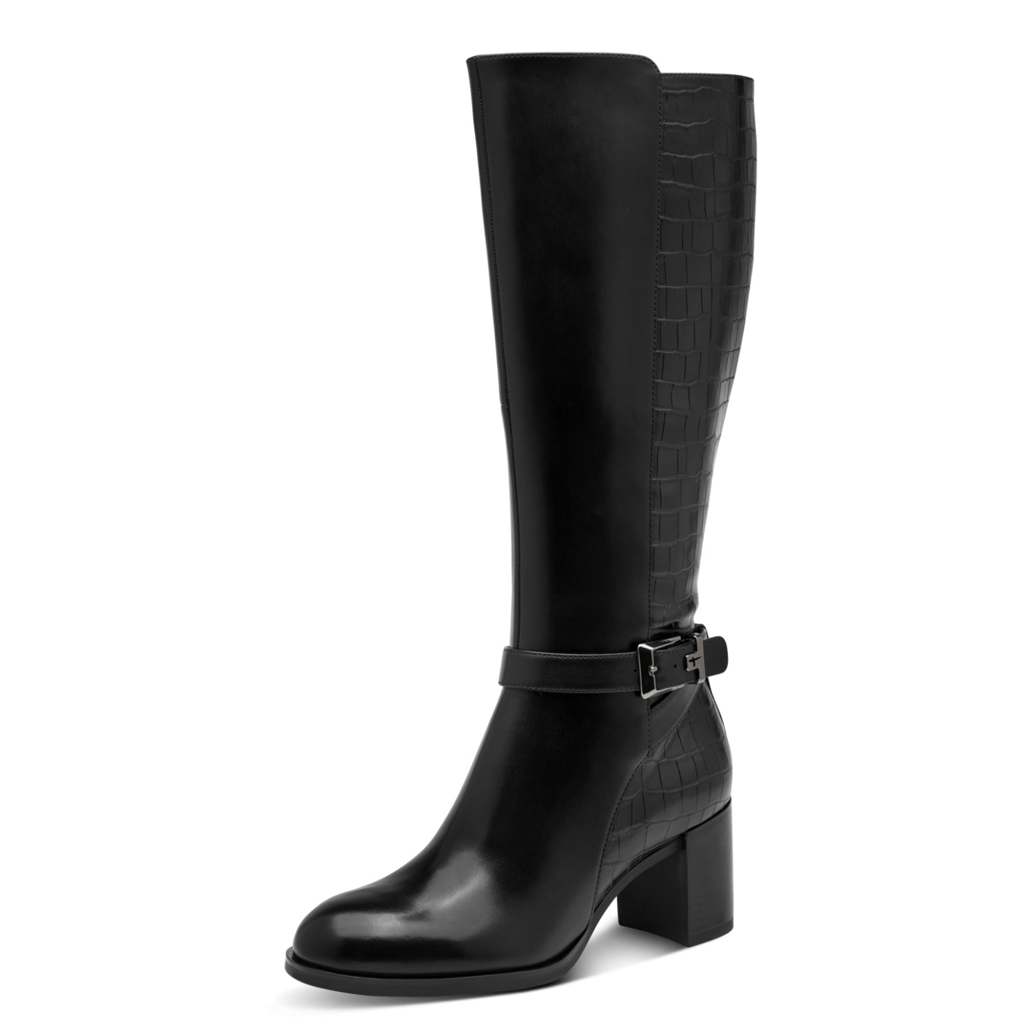 Tamaris Stiefel  Blockabsatz, Langschaftstiefel in trendiger Kroko-Optik