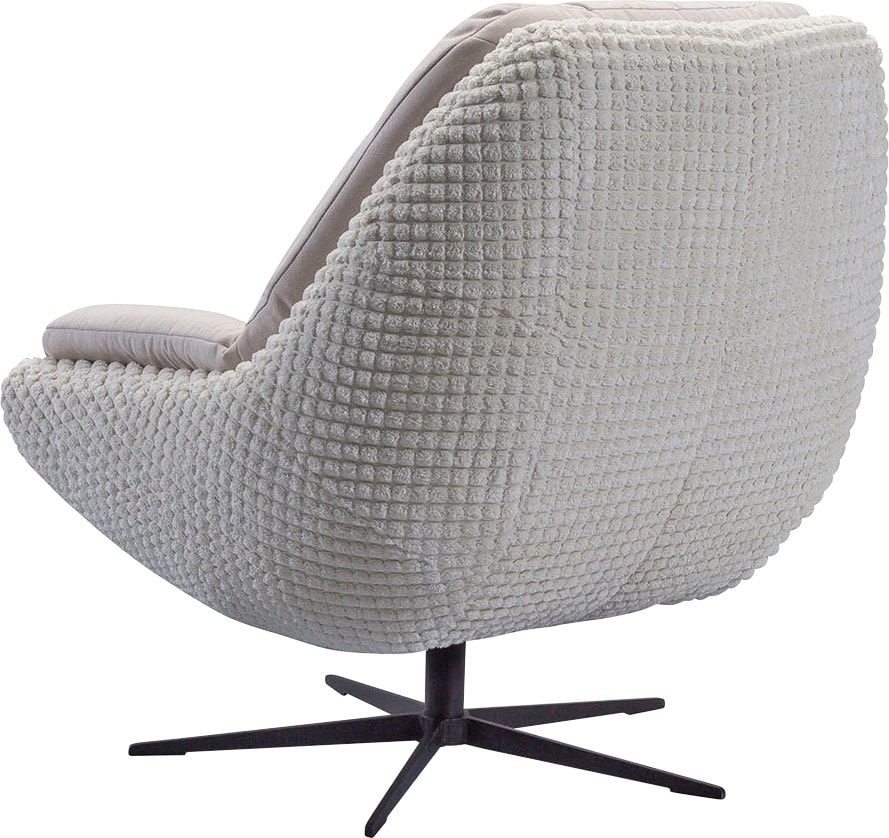 exxpo - sofa fashion Drehsessel »Dim, Loungesessel im Materialmix, Design und Komfort, Solitärmöbel«, Drehsessel bequem gepolstert mit elegantem Metall-Sternfuss