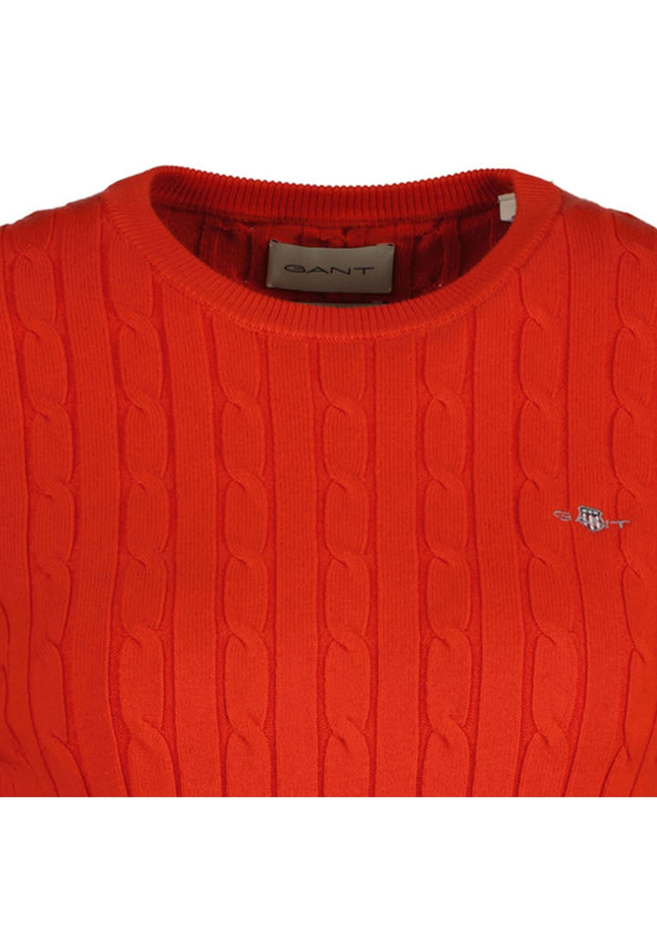 GANT Stretch Cotton Cable C-Neck Strickpullover Rot L 2