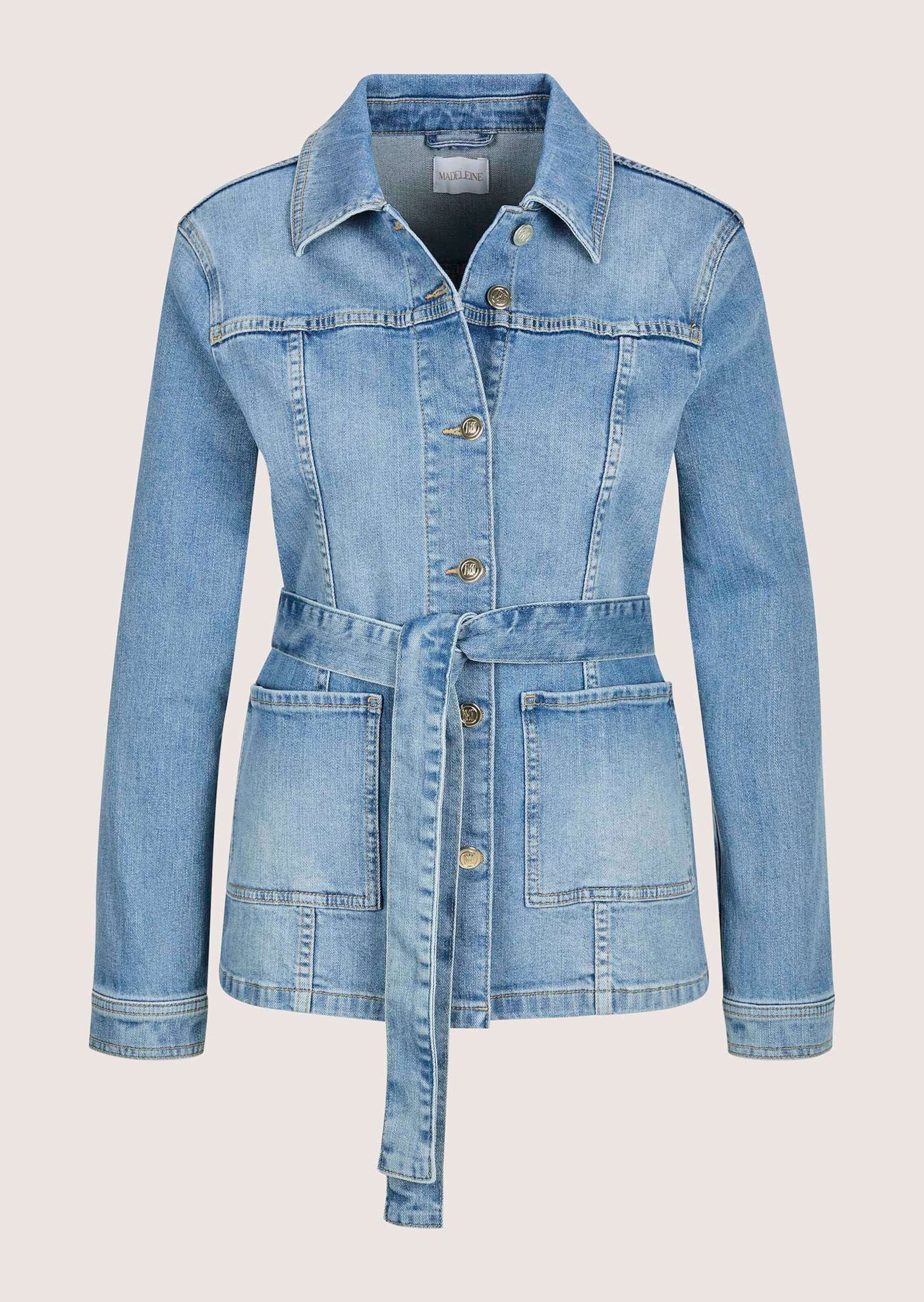 MADELEINE Kurzjacke "Jeansjacke Übergangsjacke im Safari-Look" Bindegürtel