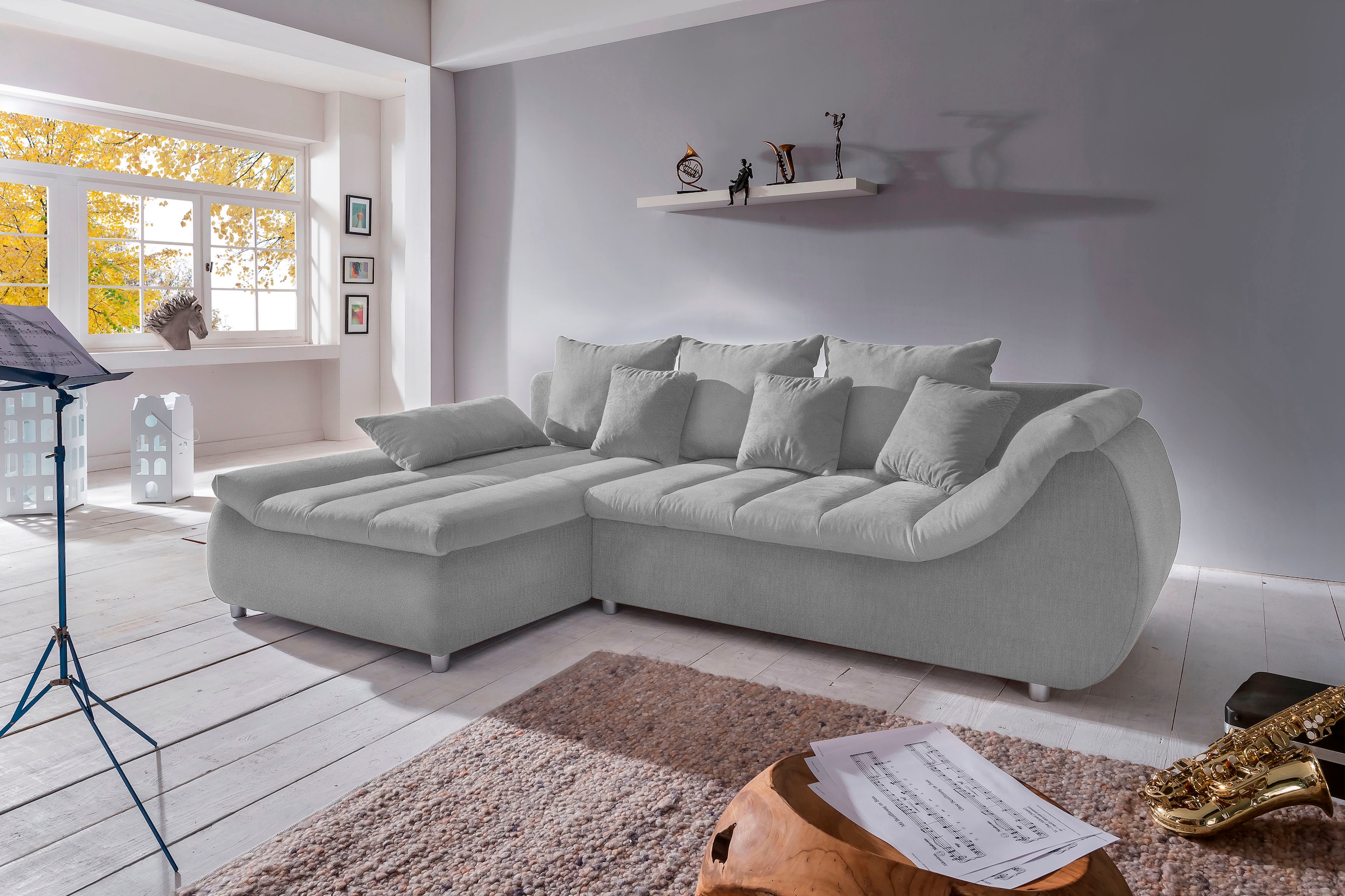 Home affaire Ecksofa "Imola, bequem, aktuelle Steppung im Sitz, L-Form, Breite 270cm" wahlweise mit Bettfunktion