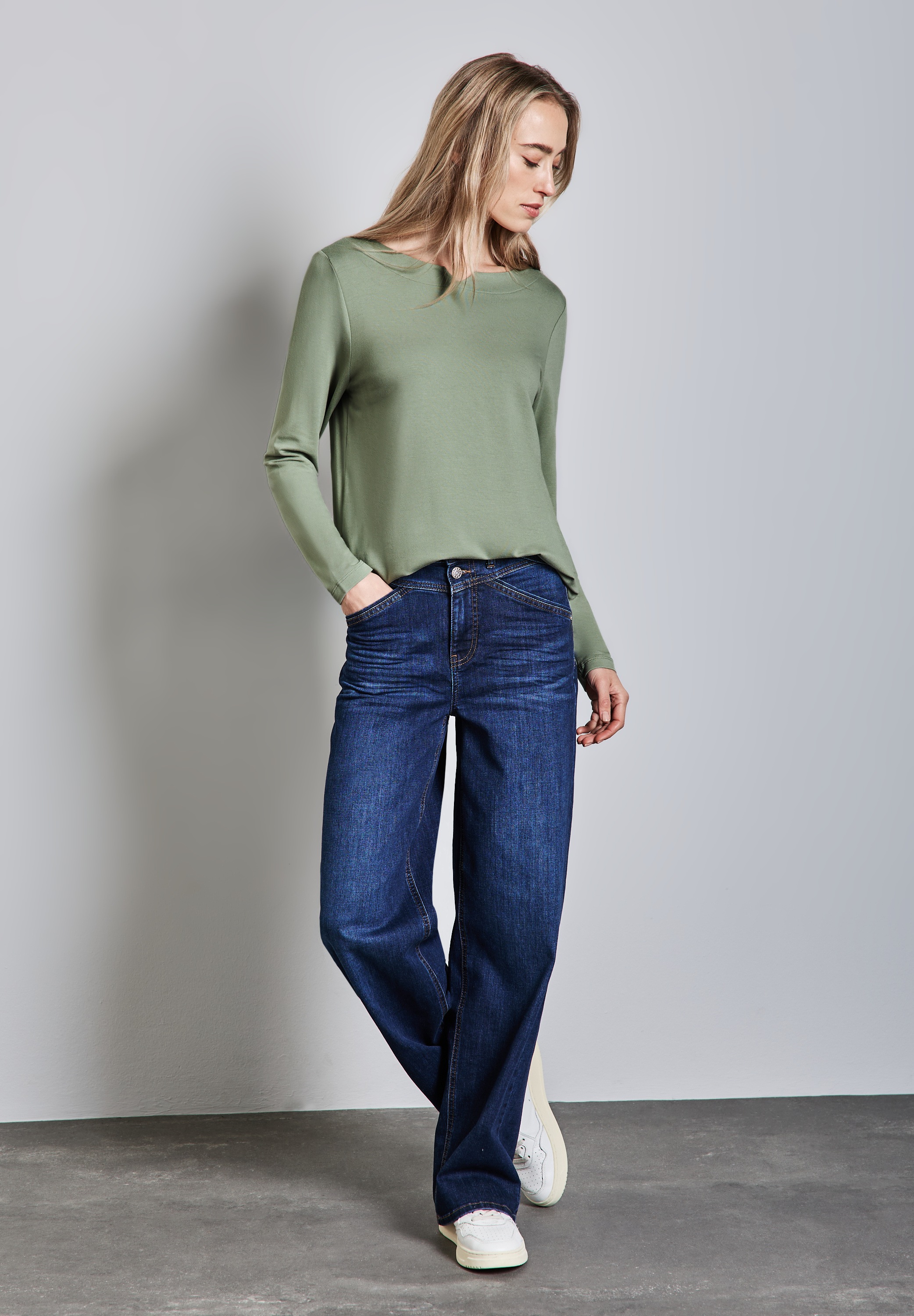 STREET ONE Langarmshirt, mit Elastiksaum