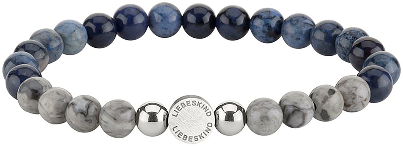 Armband LIEBESKIND BERLIN "Schmuck Geschenk Armkette Zugarmband", edelstahlfarben, grau, blau, bunt, Armbänder, Damen, 17cm, Edelstahl Polyurethan, Edelstahl, Polyurethan, Armband, mit Edelsteinen