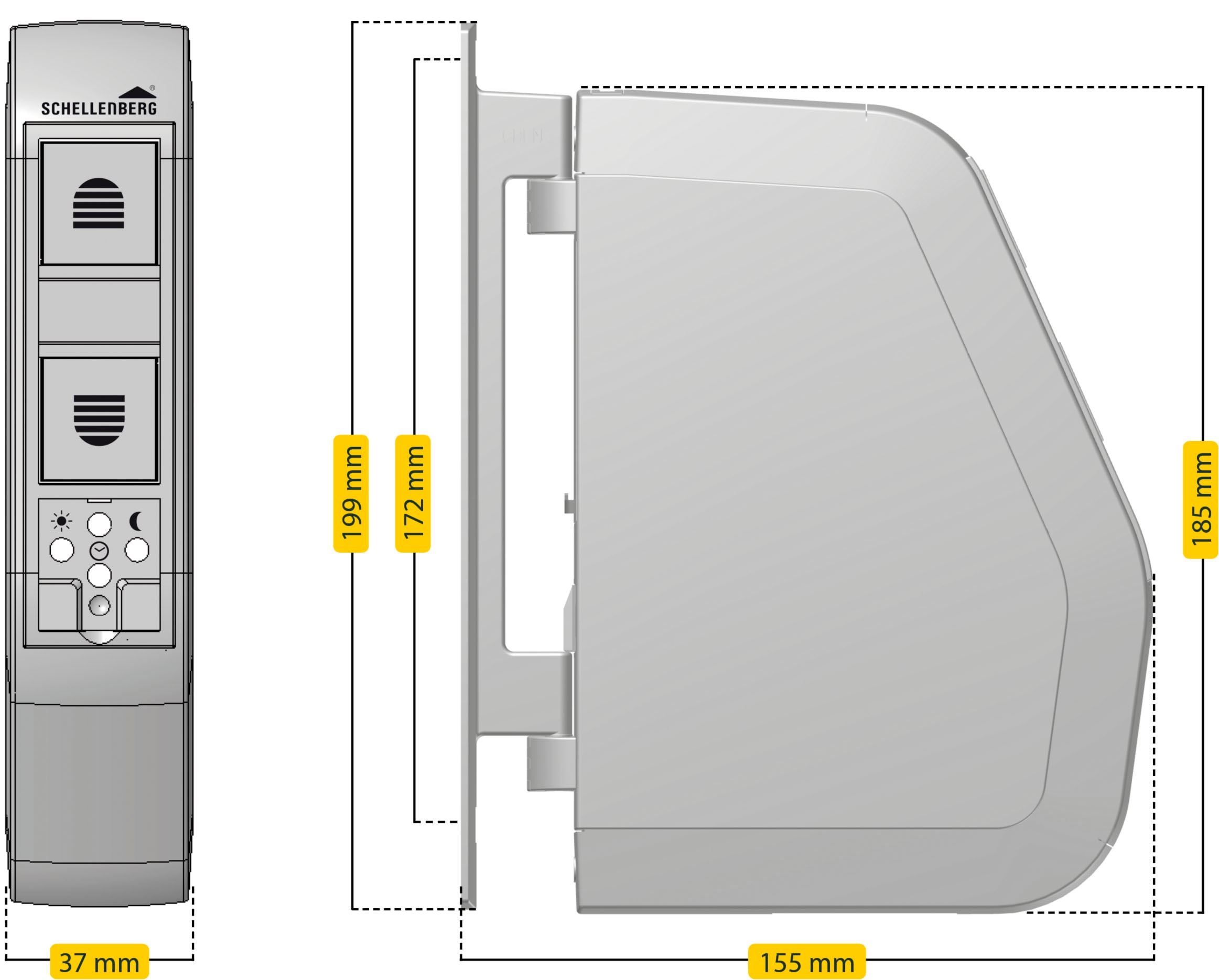 SCHELLENBERG Rollladengurt-Antrieb »Aufputz, elektrischer Gurtwickler RolloDrive 75 Standard«, bis 5 m² Fläche und 30 kg Zugkraft, 180° schwenkbar, System Mini
