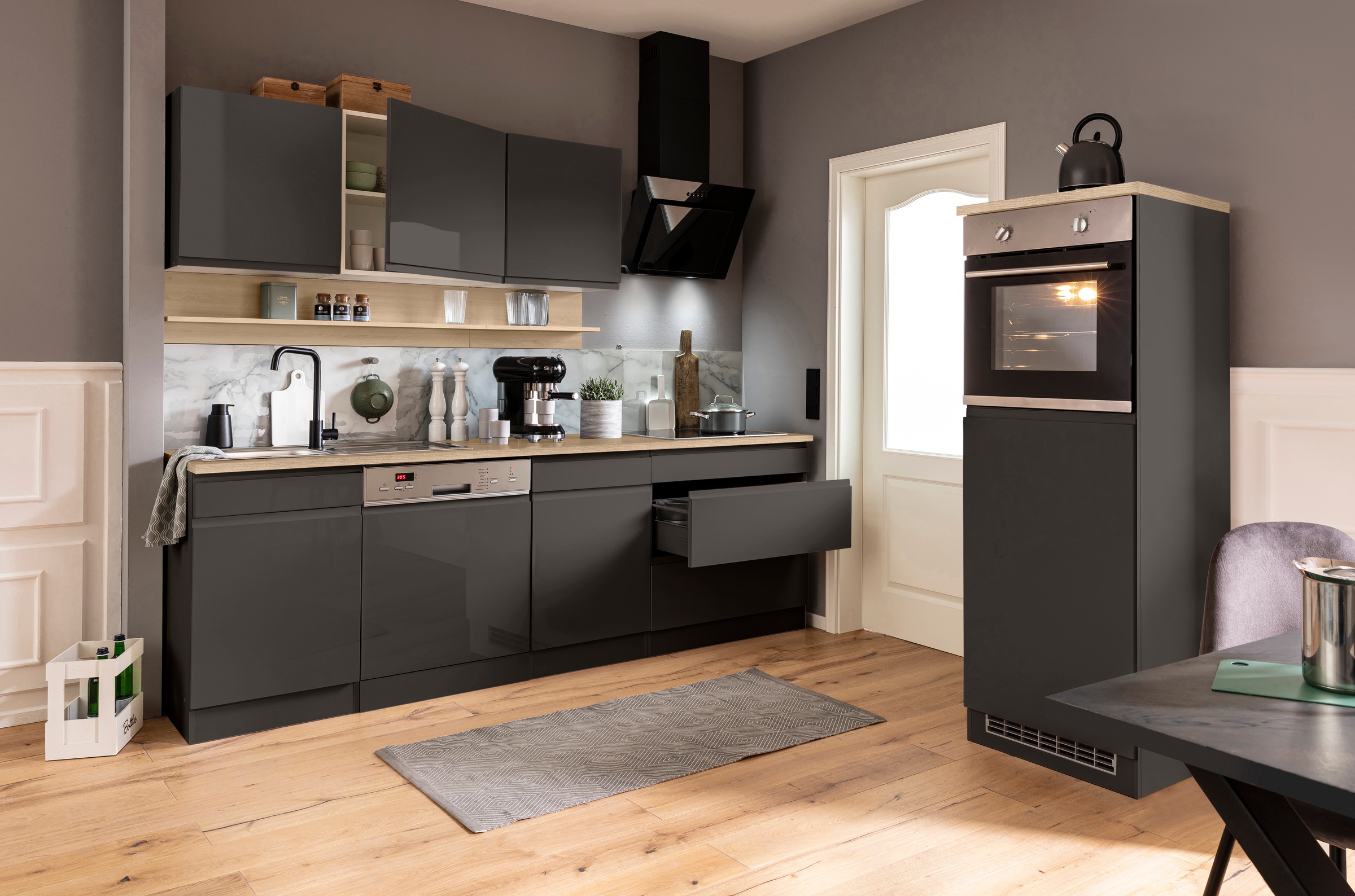 KOCHSTATION Küchenzeile »KS-Virginia« Breite 300 cm, wahlweise mit Induktion