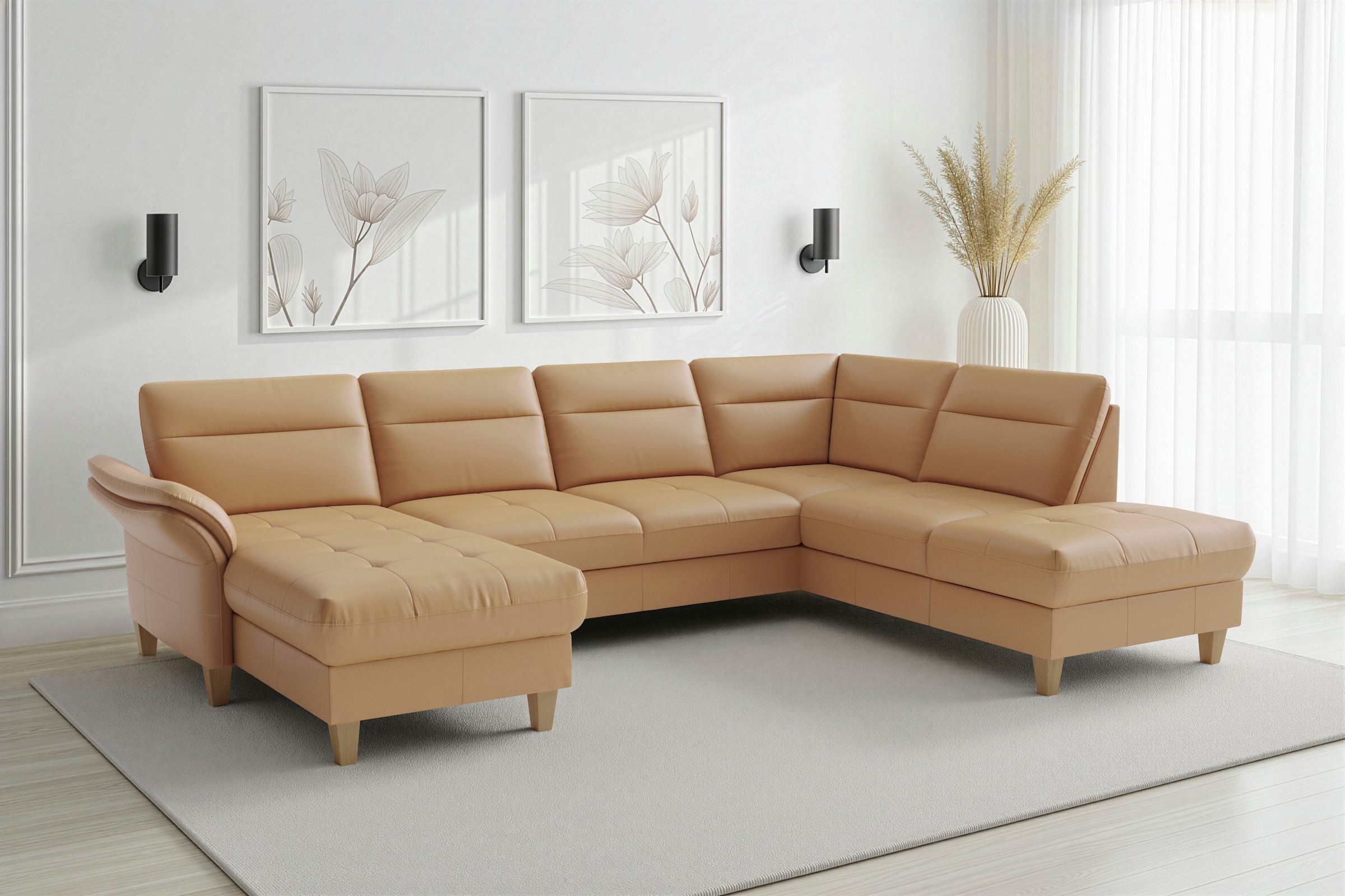 sit&more Wohnlandschaft "Pamela U-Form, B: 292 cm, optional Schlaffunktion & Bettkasten, Leder"