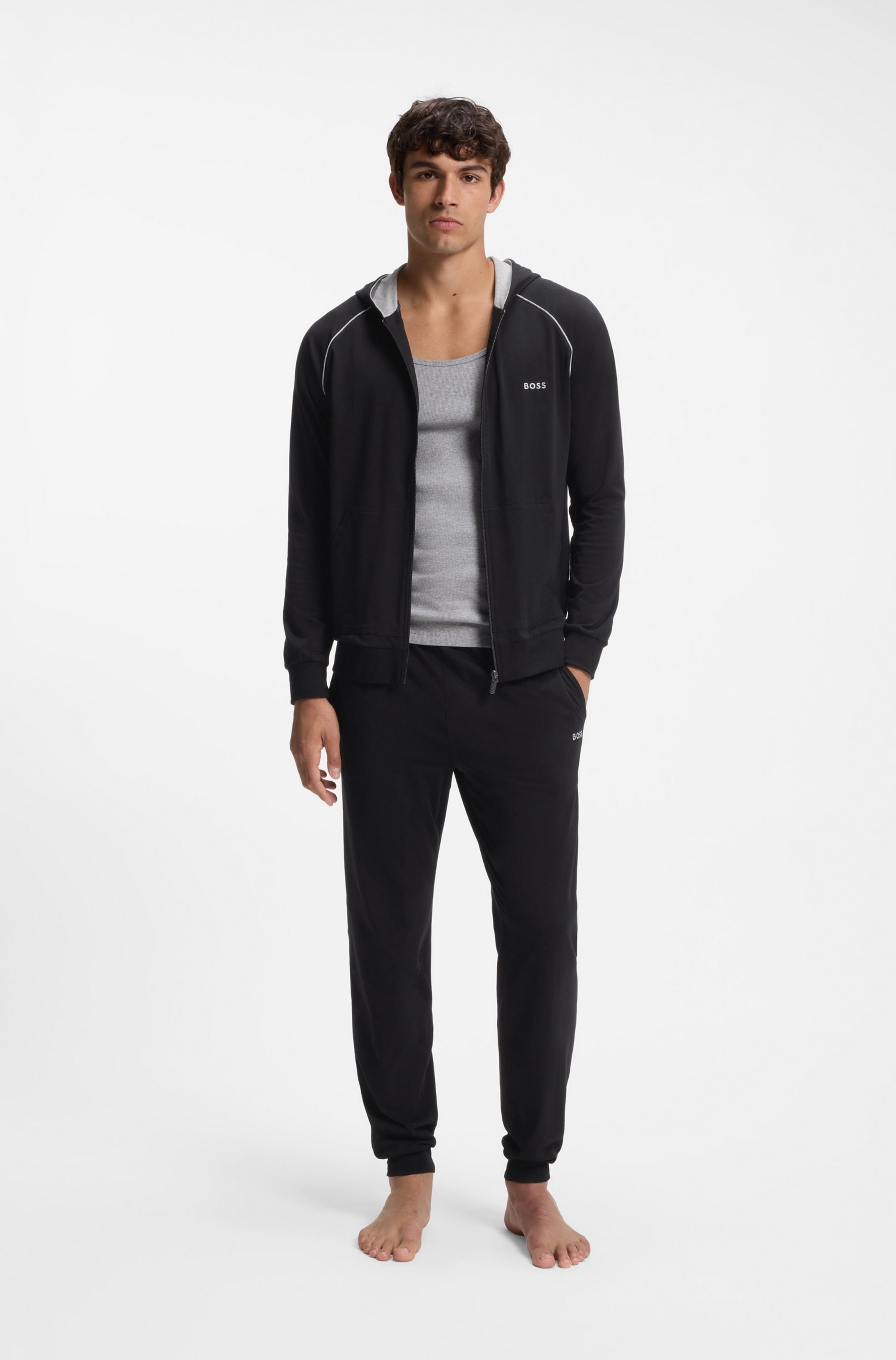 BOSS Kapuzensweatjacke »Mix&Match Jacket H« mit BOSS Stickerei auf der Brust