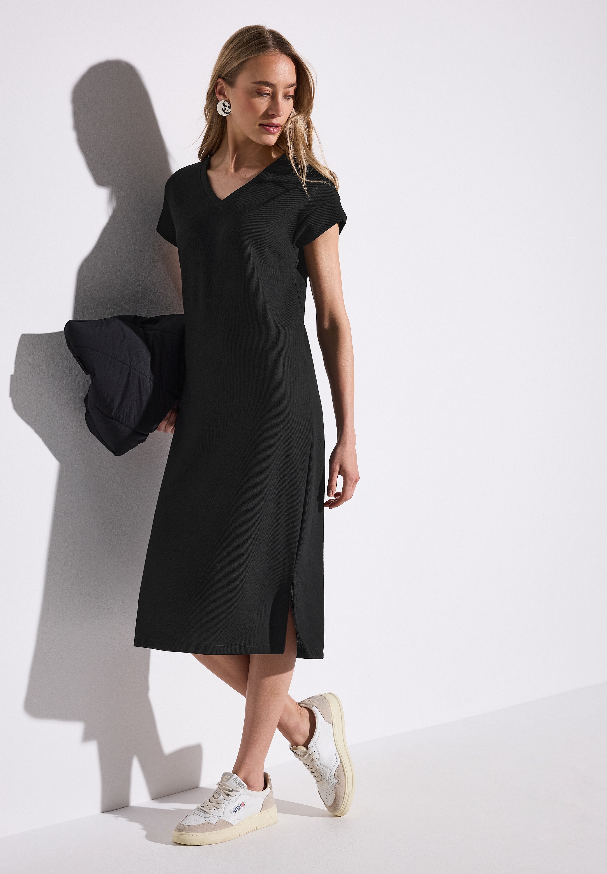 STREET ONE Midikleid, mit Rippstruktur günstig online kaufen