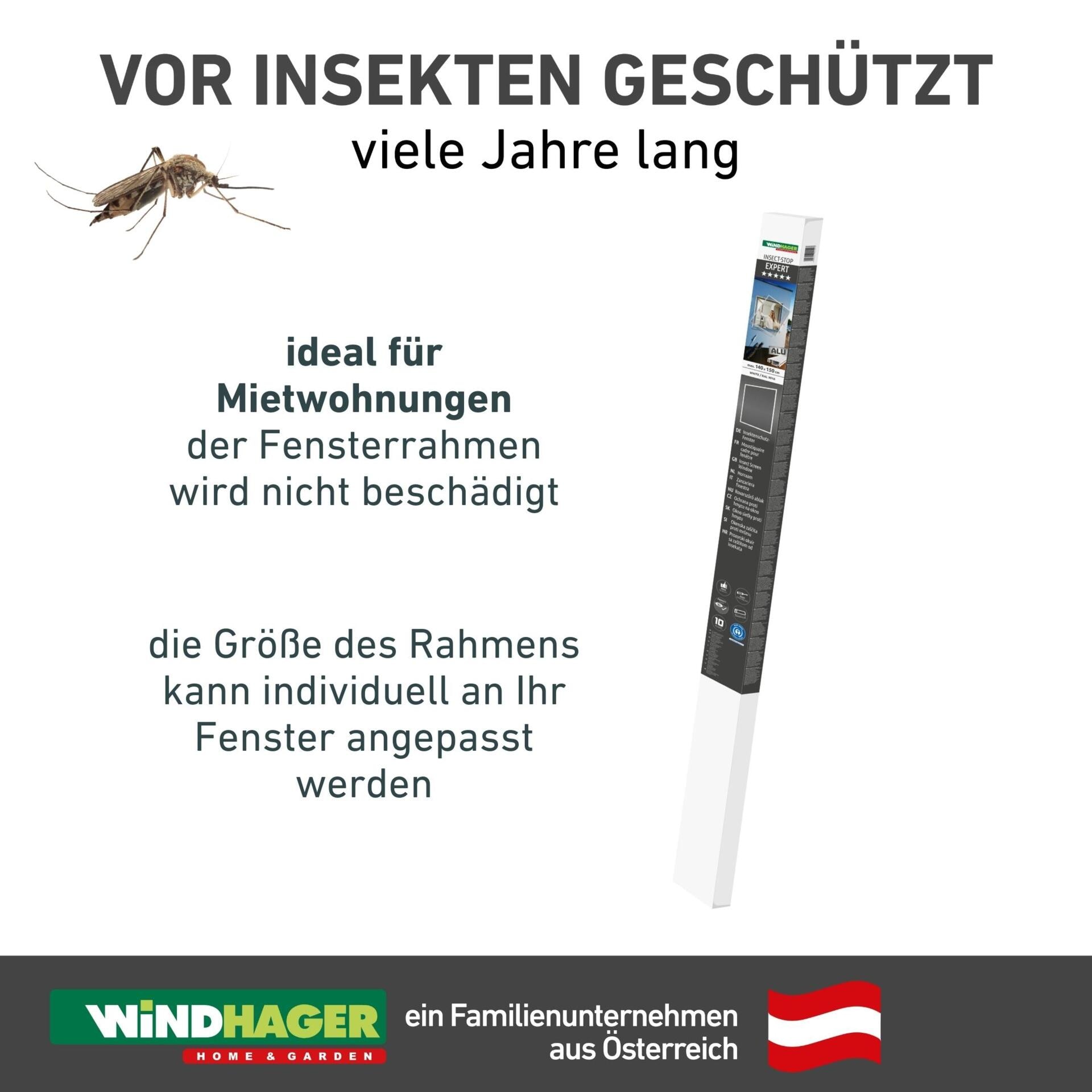 Windhager Insektenschutz-Fensterrahmen »Expert aus starkem Fiberglasgewebe, Insektenschutzgitter für Fenster« Fliegengitter in weiß, anthrazit erhältlich, 100x120cm, ohne bohren