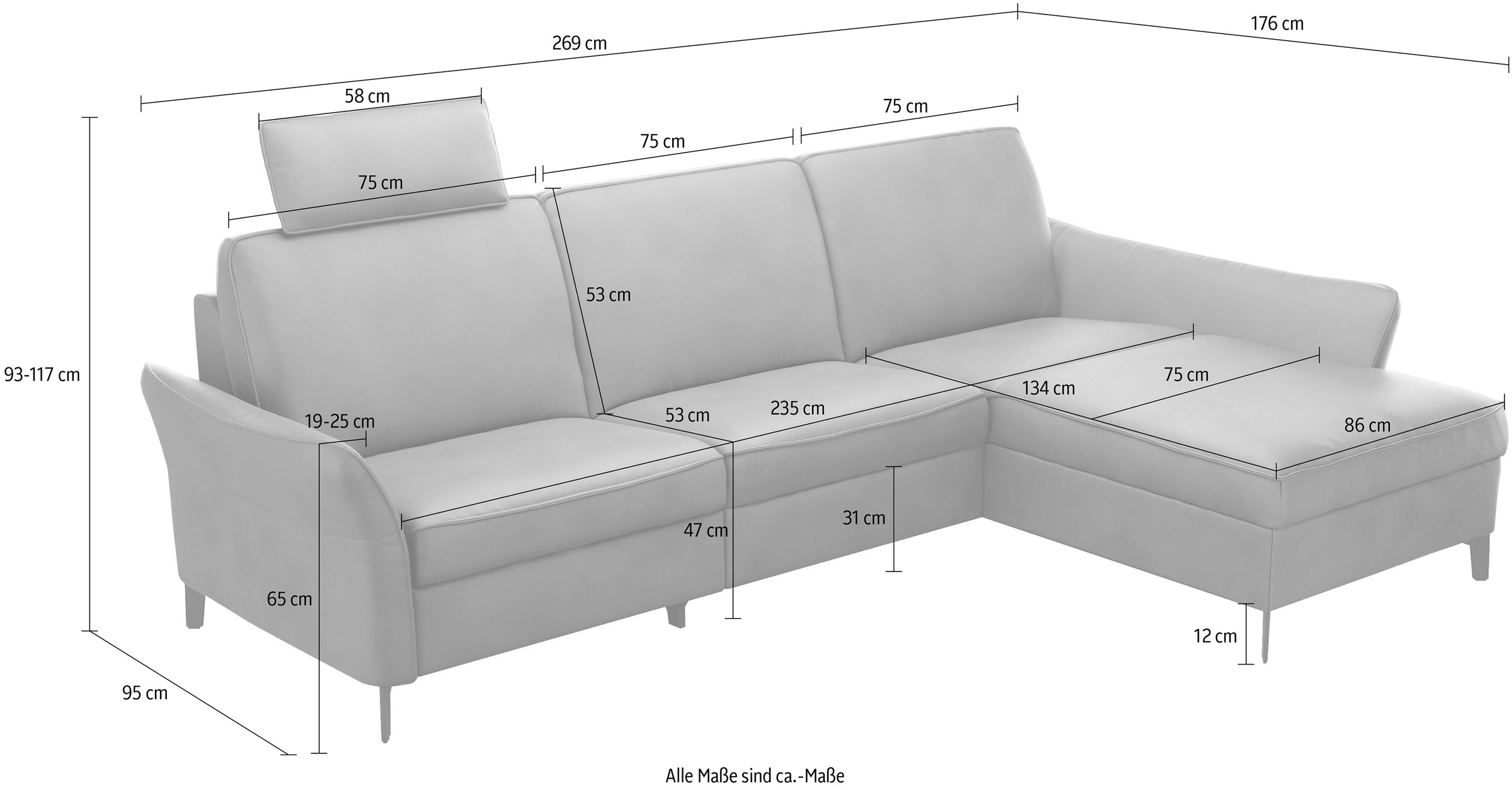 himolla Ecksofa »1920«, ein oder zwei integrierte Relaxsitze, Recamiere rechts oder links