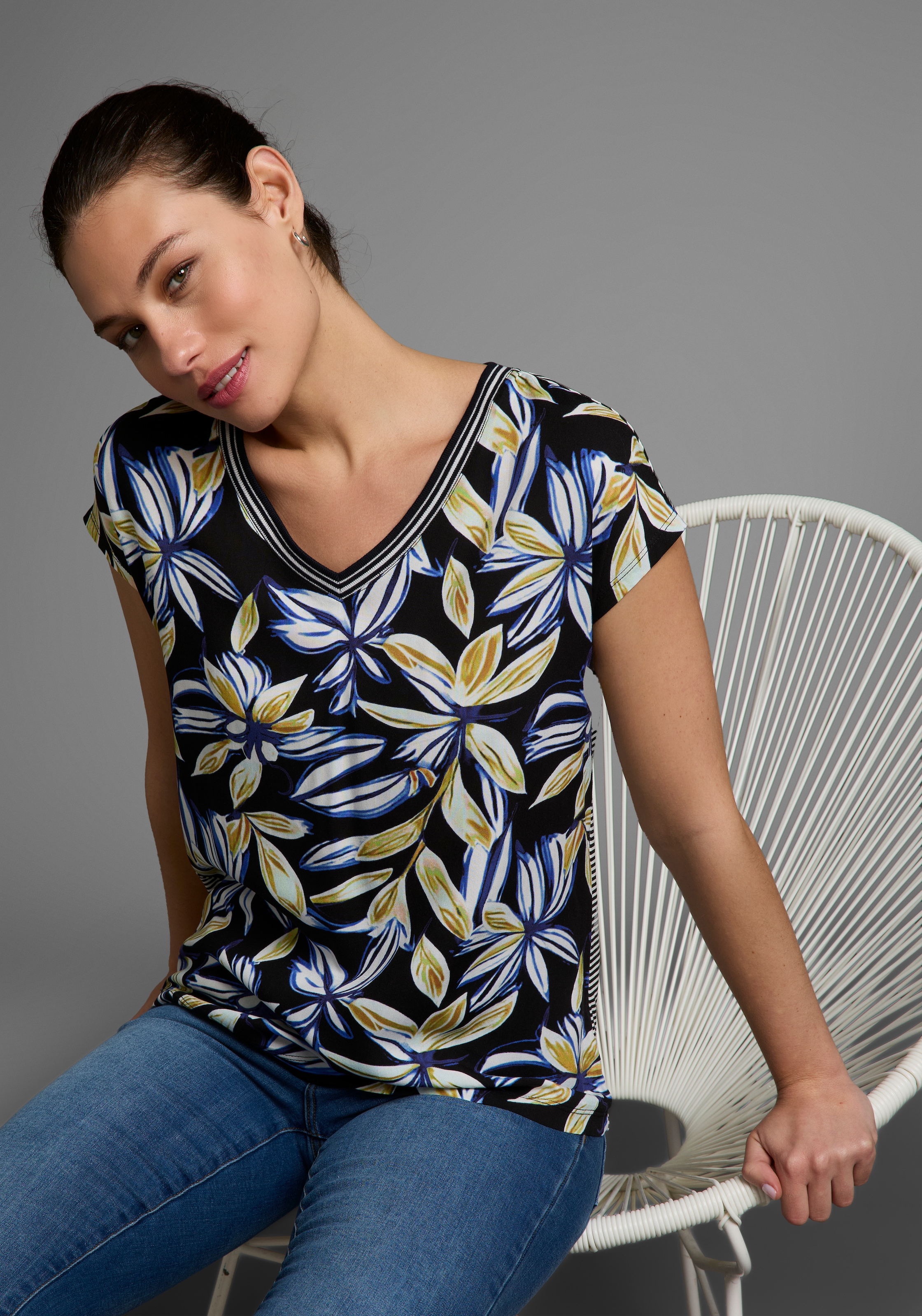 Laura Scott Shirtbluse, im modischen Mustermix - geblümt & gestreift günstig online kaufen