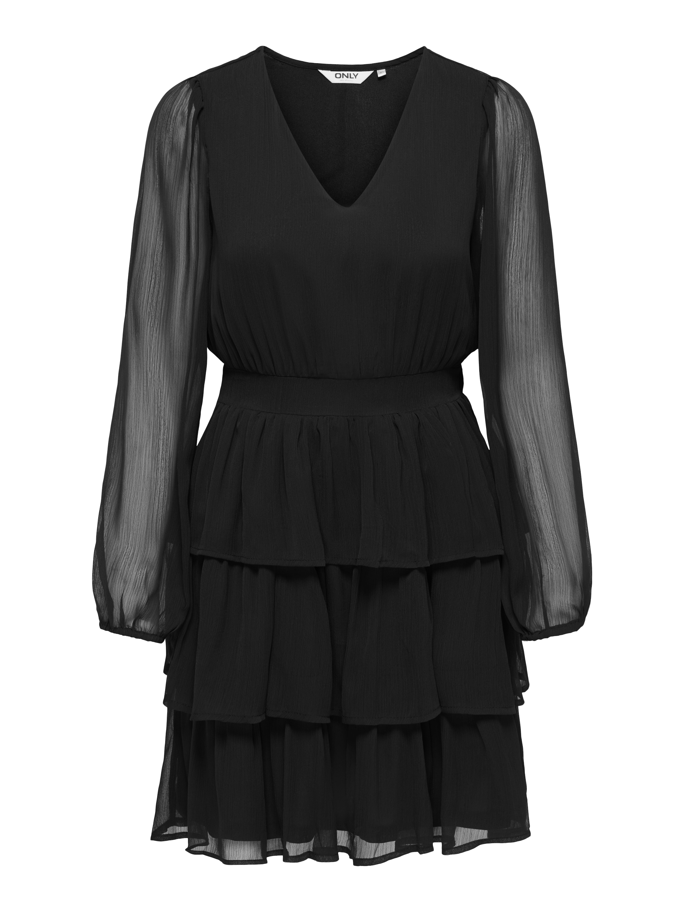 ONLY Chiffonkleid »ONLELDRISA L/S SHORT RUFFLE DRESS WVN« Polyester, regular fit, Rüschen